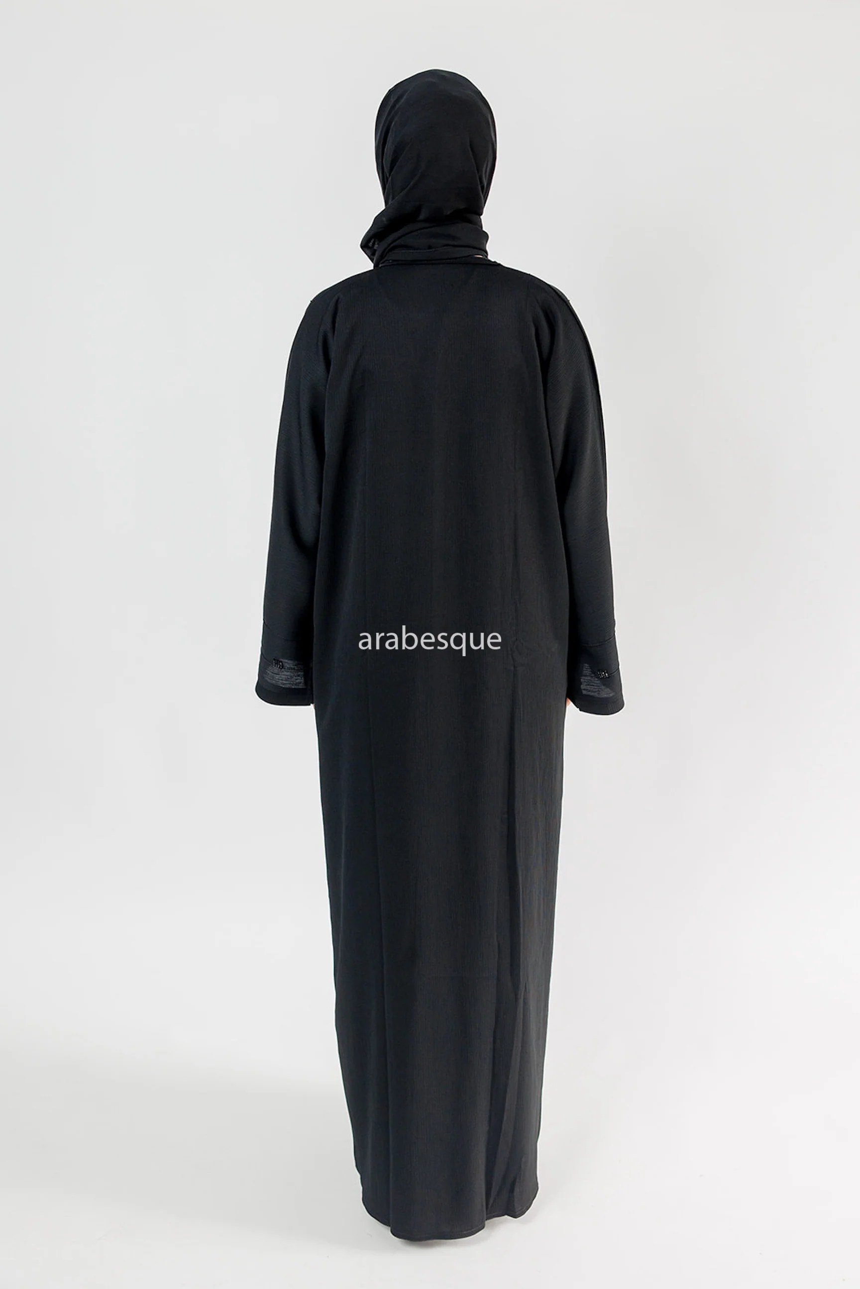 Black Closed Abaya – Style with Beaded Front - Image 5