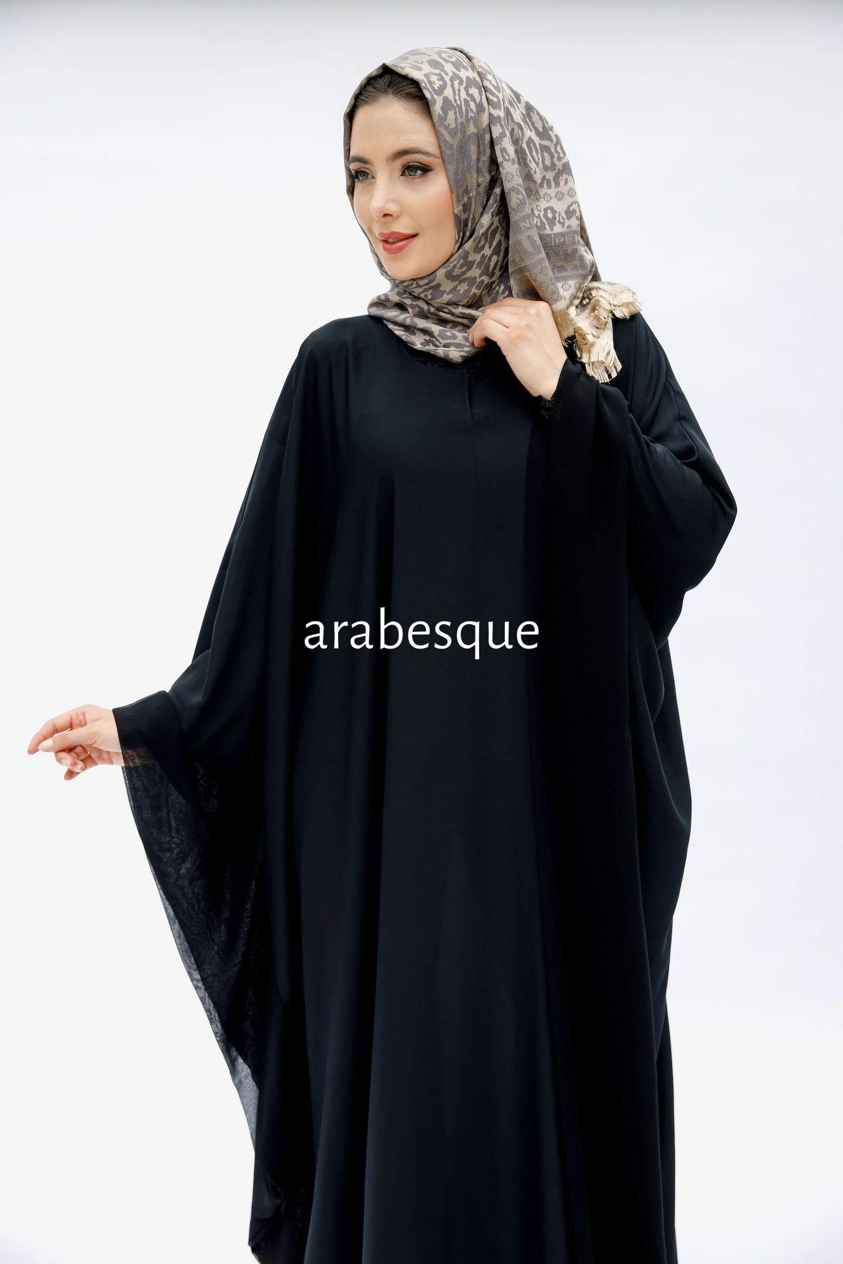 Black Closed Abaya – Plain Premium Nidha Batwing Style - Image 2