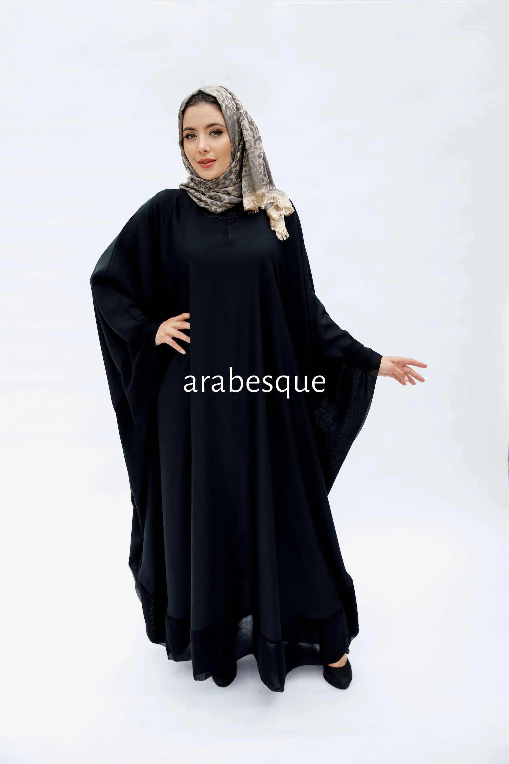 Black Closed Abaya – Plain Premium Nidha Batwing Style - Image 3