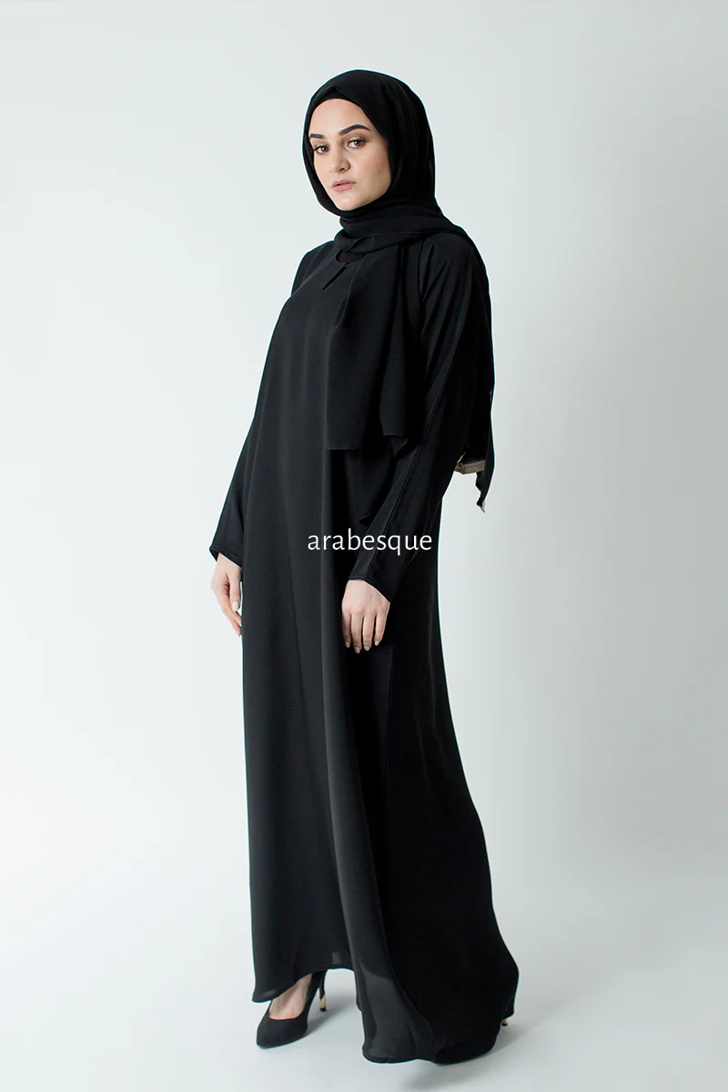 Black Closed Abaya - Internet Material - Image 3