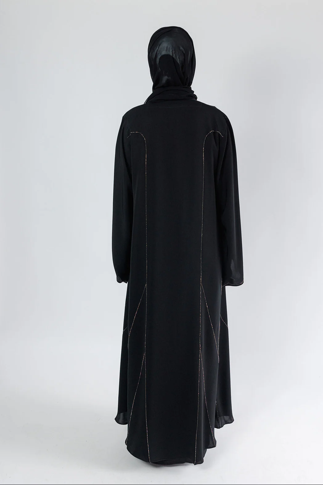Black Open Abaya – Luxury Embellished Design - Image 5