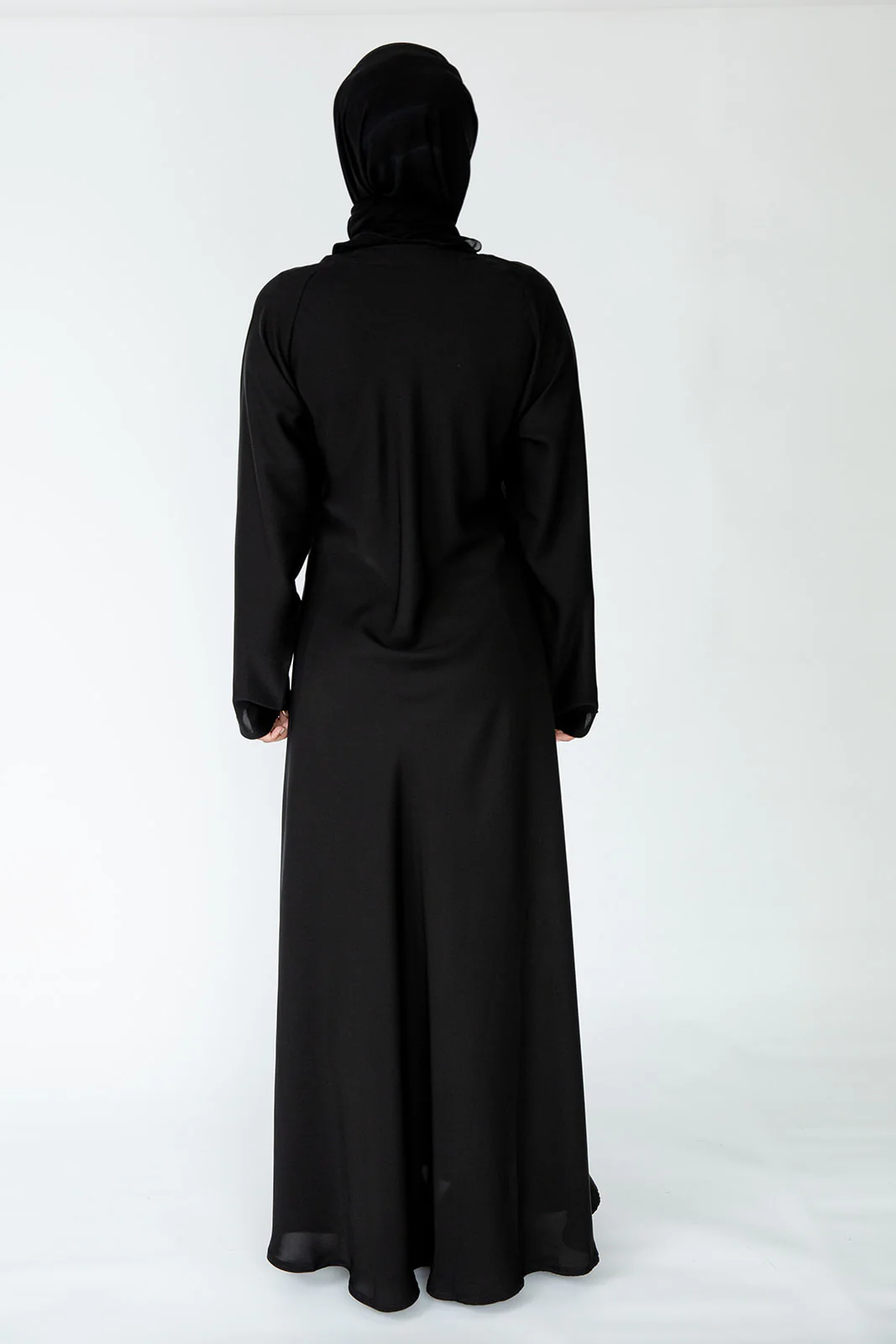 Black Closed Abaya – Plain Umbrella Cut Design - Image 4