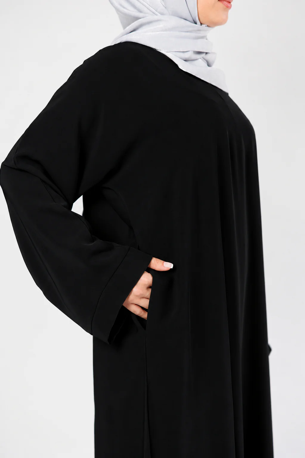 Black Closed Abaya - Premium Nidha With Pocket & Wide Sleeves - Image 2