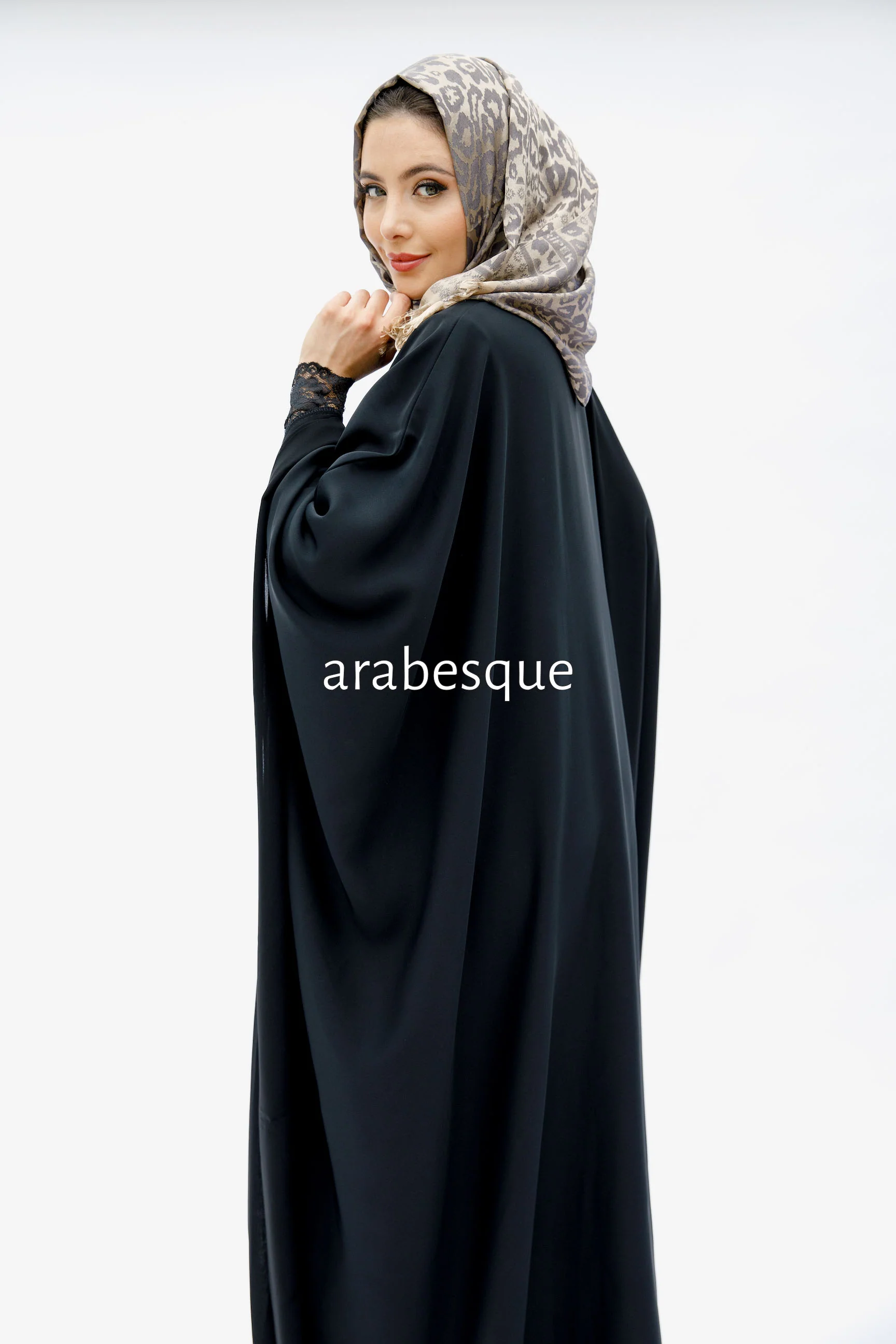 Black Open Abaya – Plain Premium Nidha Batwing Style - Image 2
