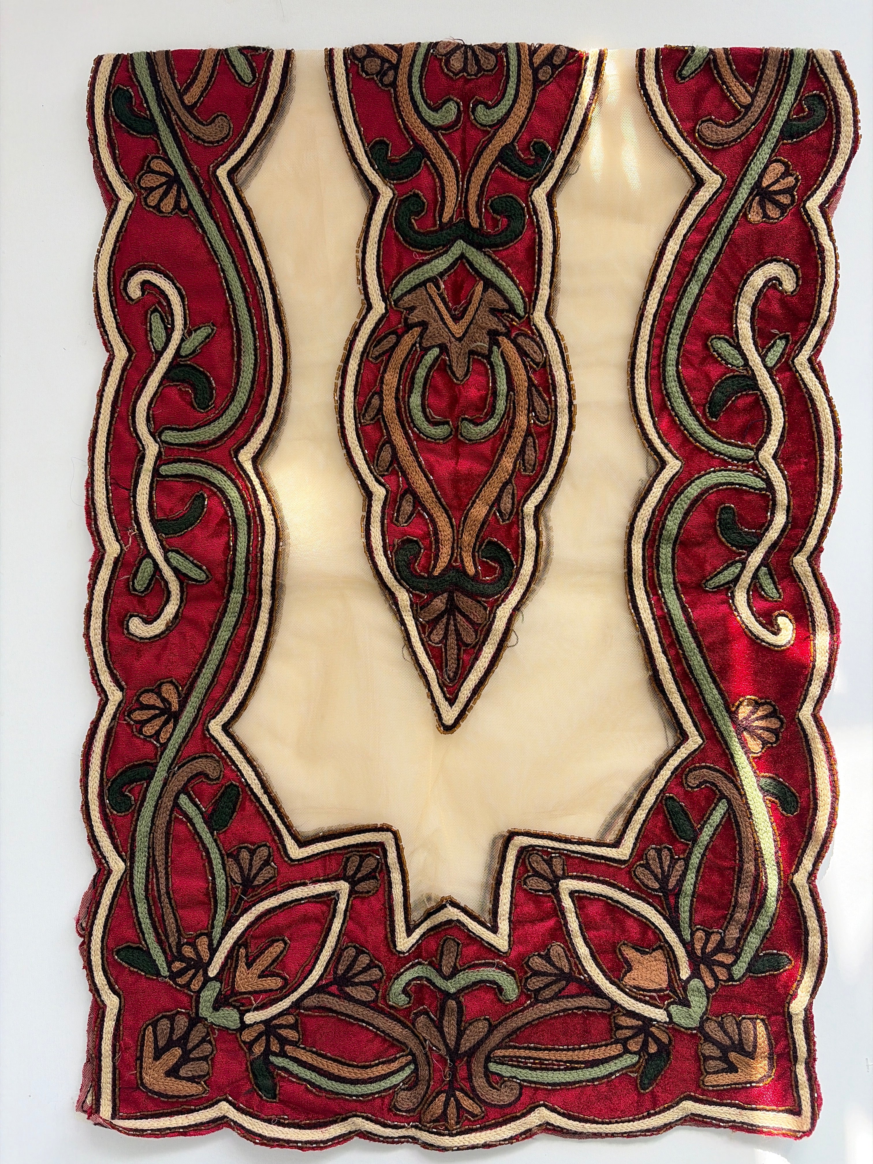 Red Velvet Cashmere embroidery Indian Table Runner Set 50x150 cm