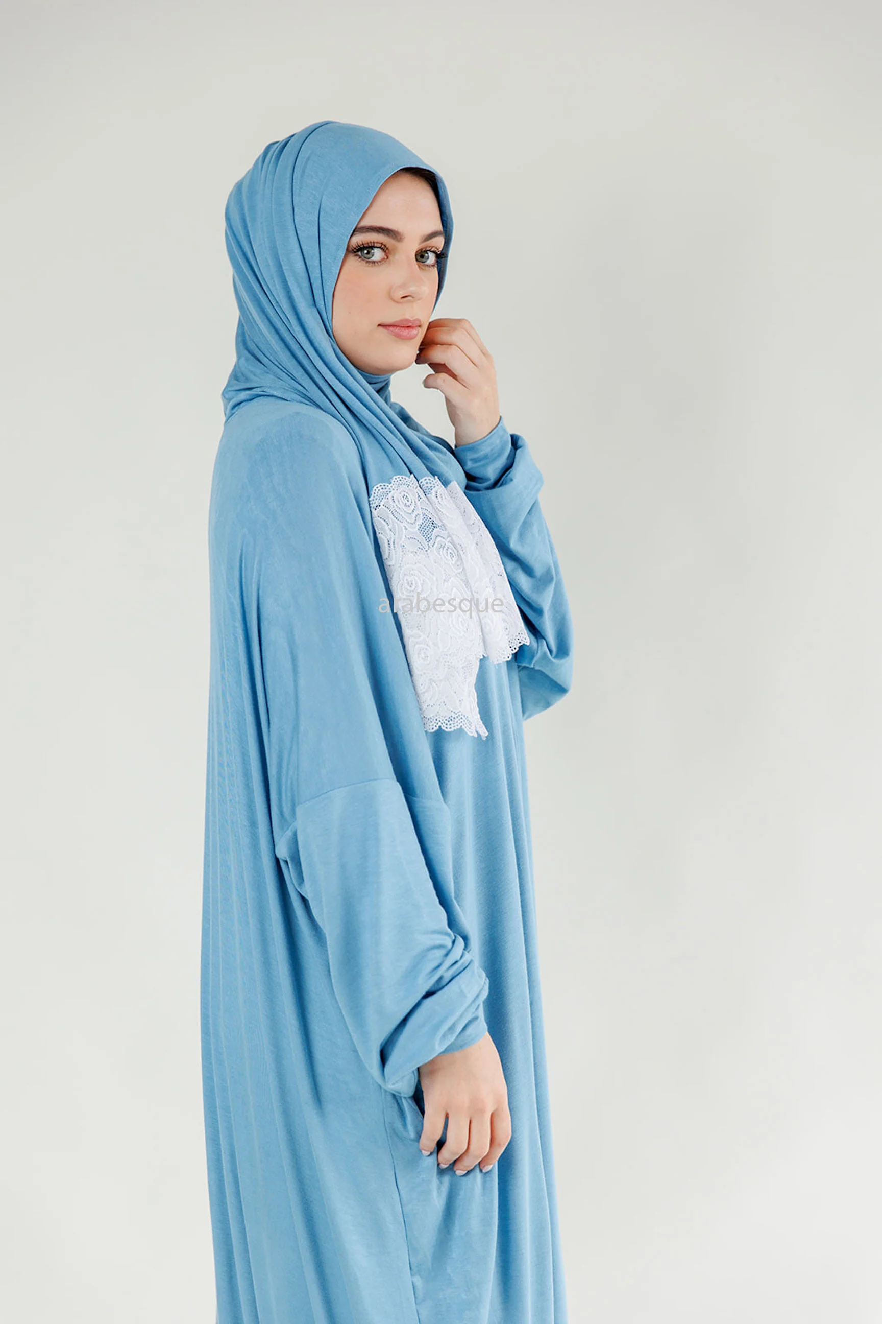 One piece Prayer Dress with attached hijab - Image 3