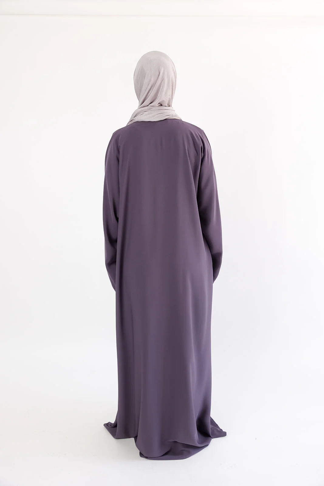 Dark Purple Closed Abaya – Premium Plain Design with Pocket and Wide Sleeves - Image 6