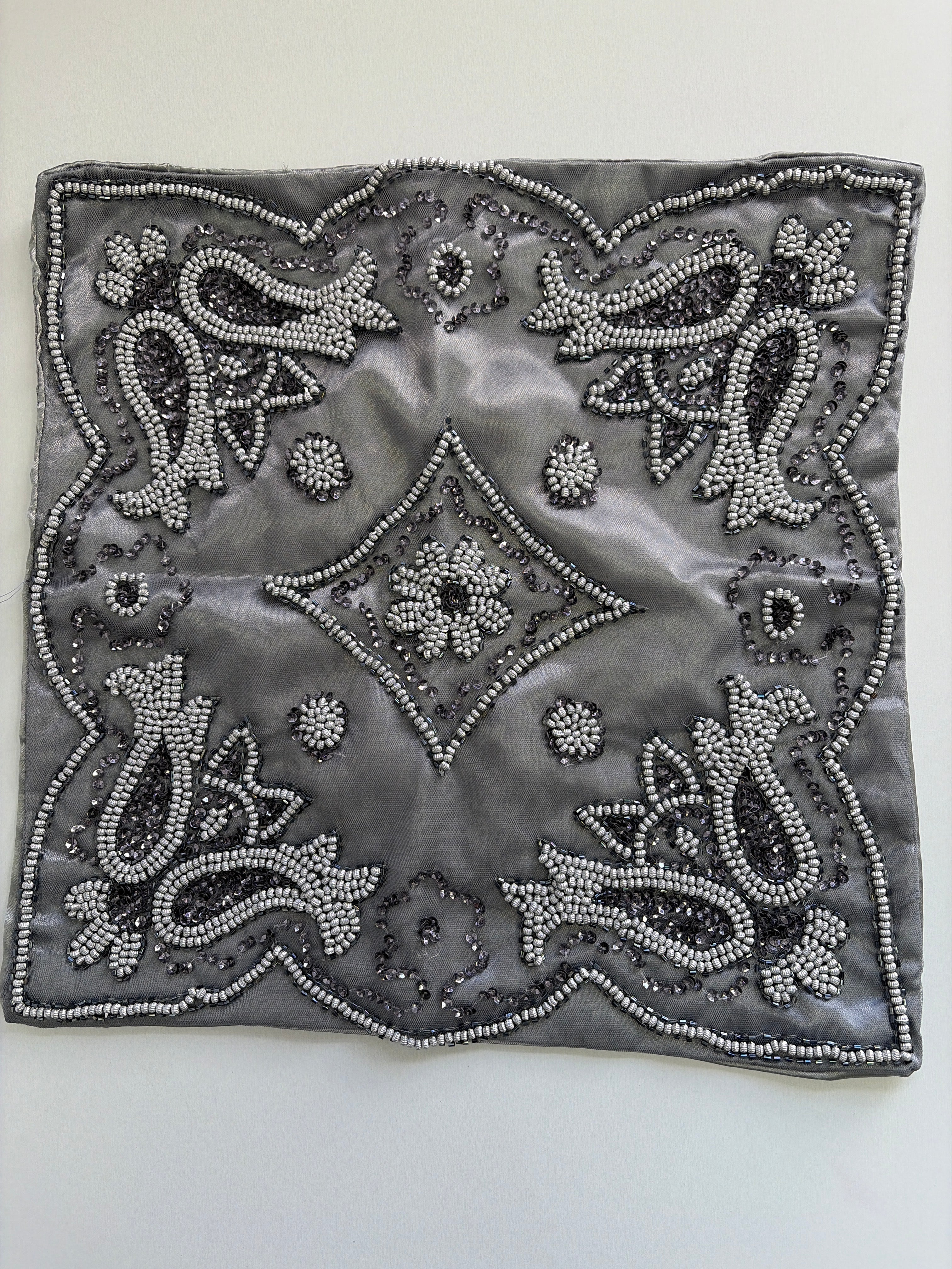 Grey Beaded Cushion Cover - Image 6