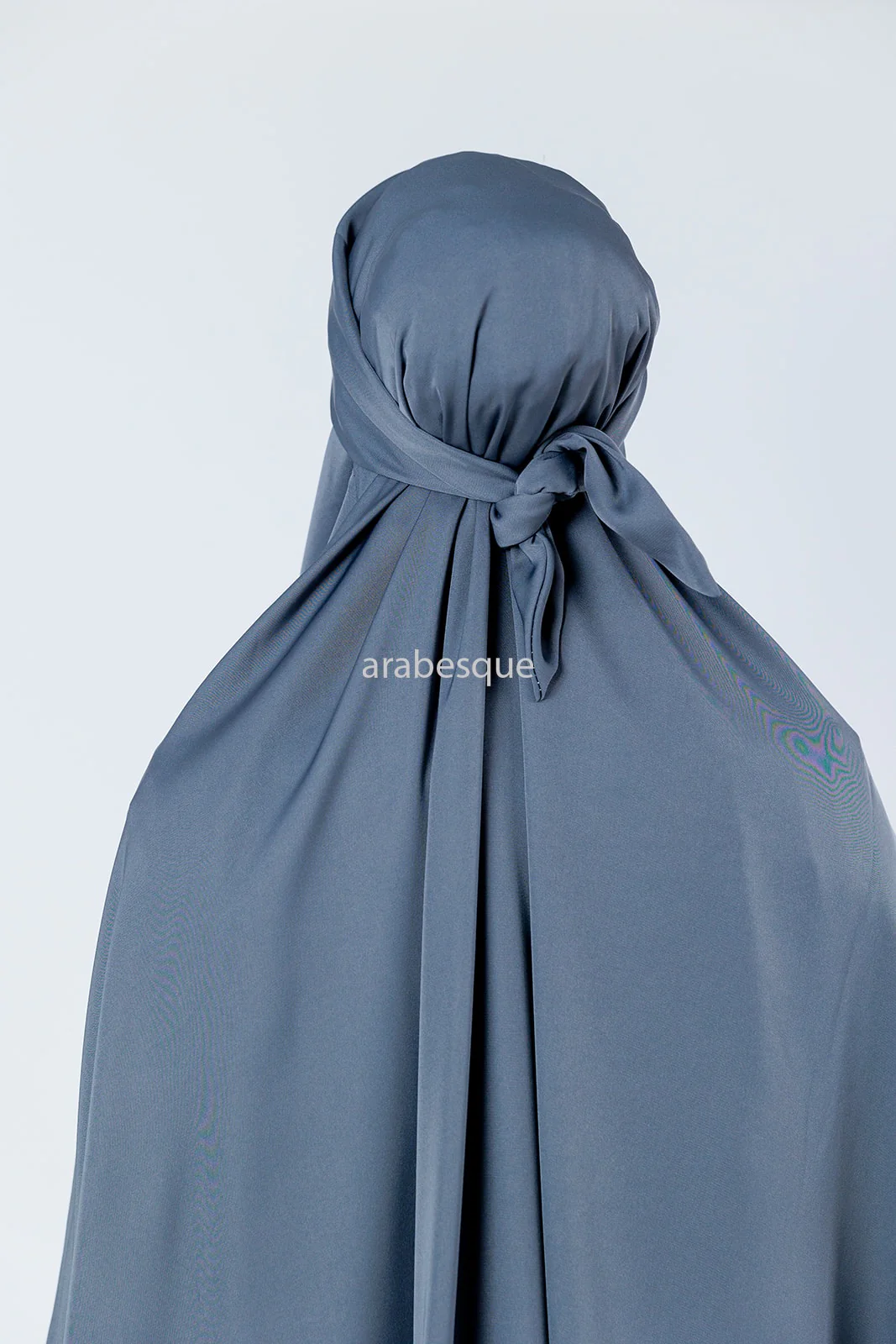 Grey Jilbab Abaya – One-Piece Design with Elastic Sleeves - Image 4