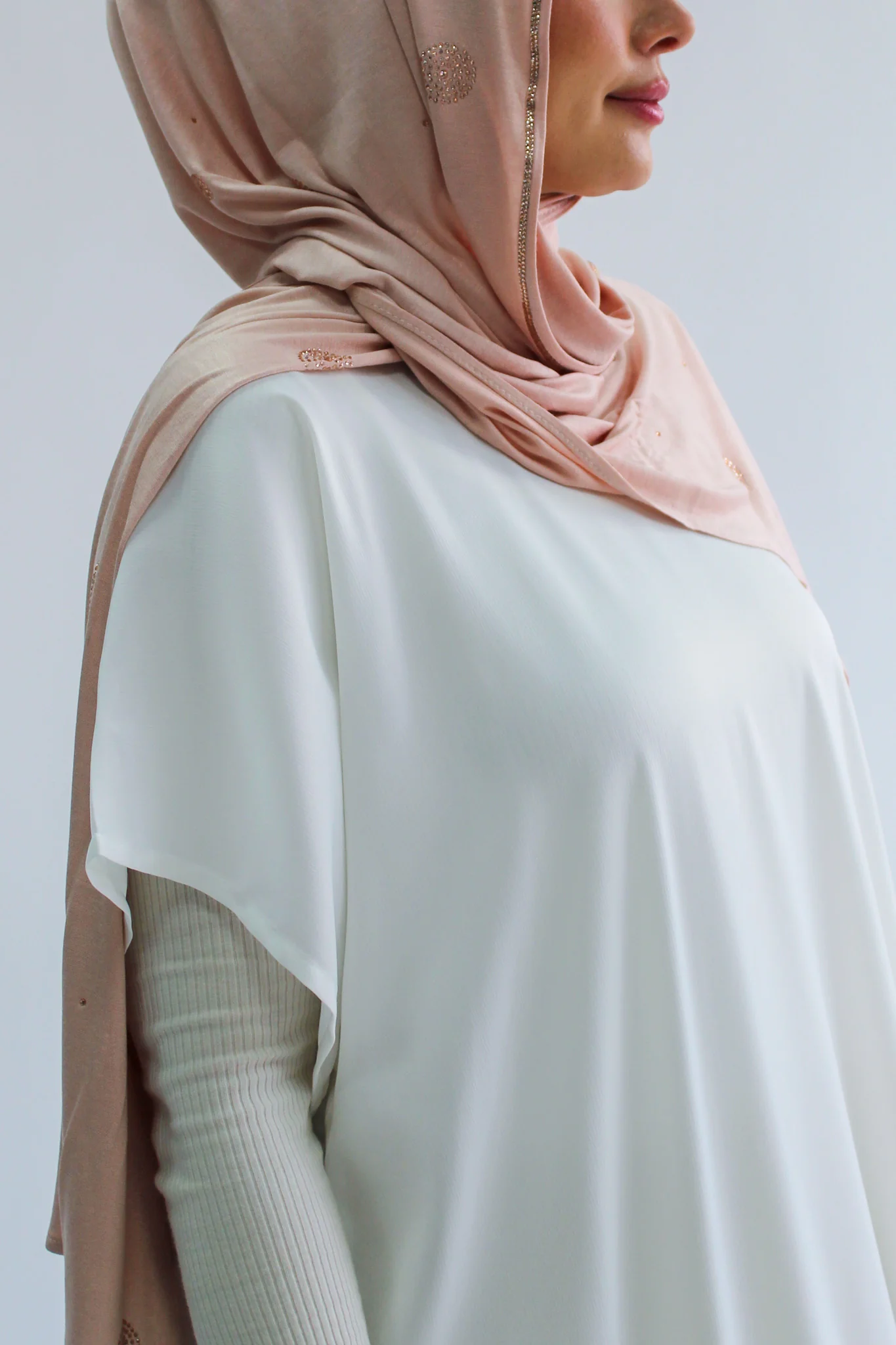 Ivory Plain Short Sleeve Dress  - Silky Ripple Satin - Image 2