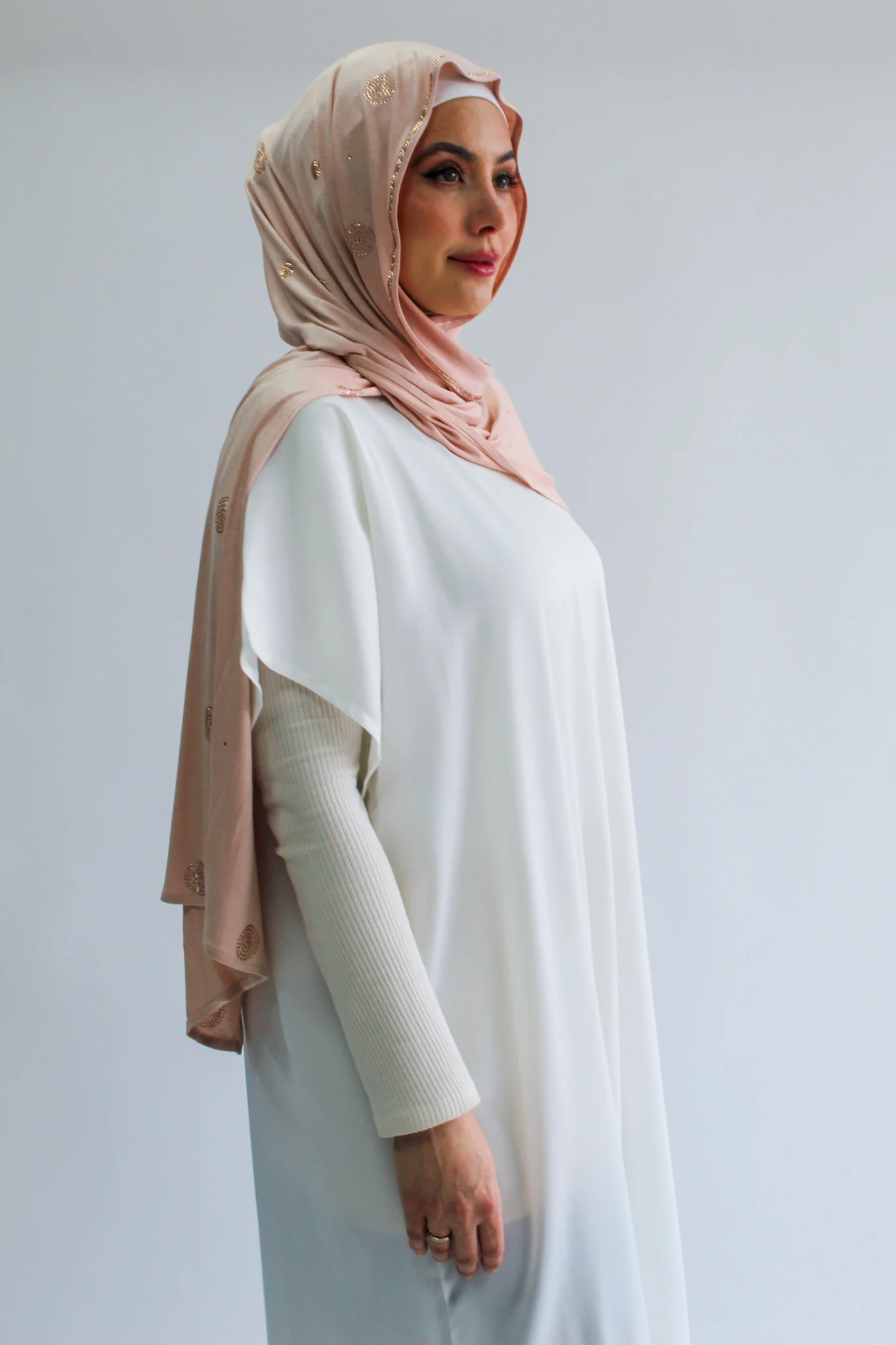 Ivory Plain Short Sleeve Dress  - Silky Ripple Satin - Image 3