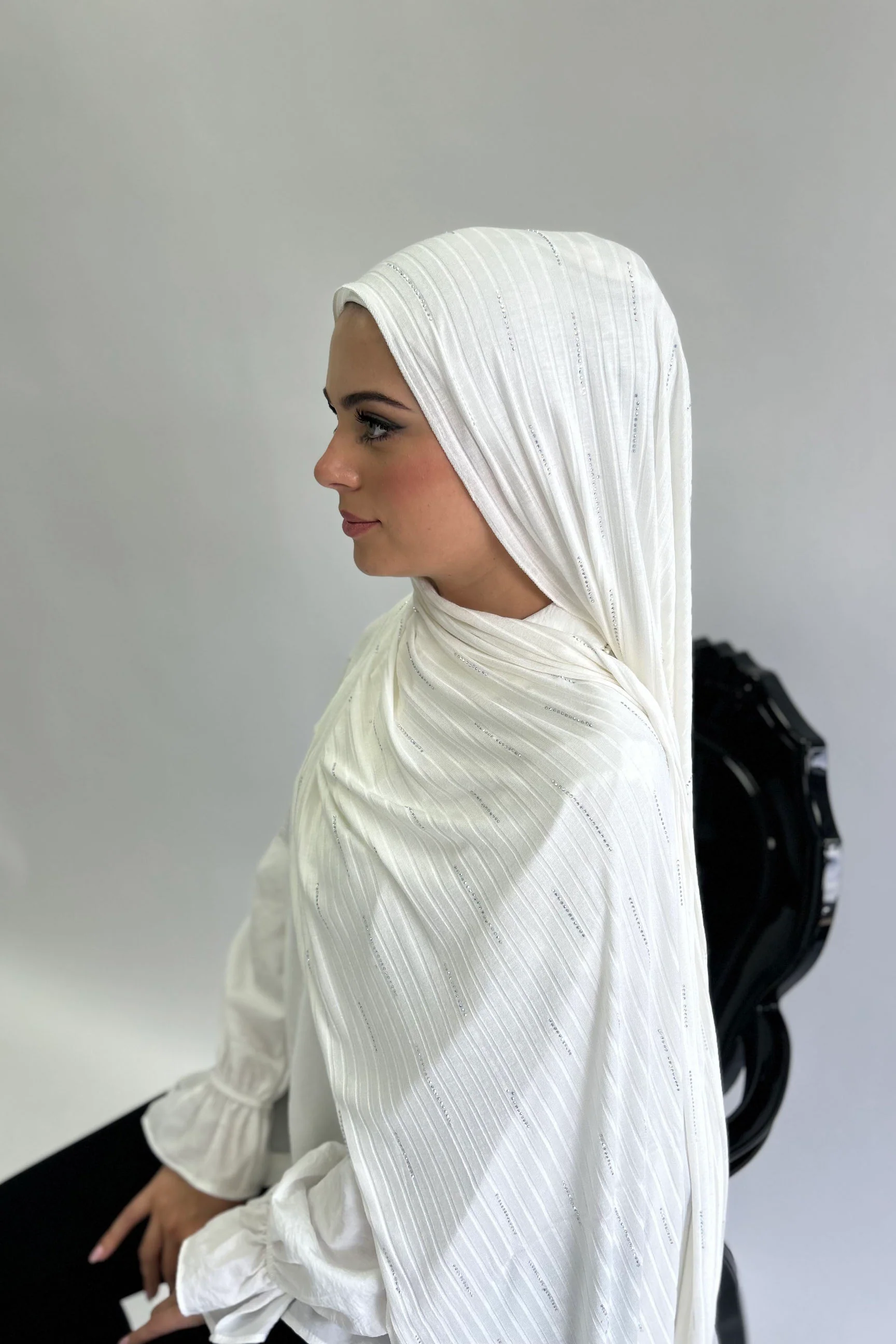 Kashkha Ribbed Stone work Jersey  Hijab - Image 4
