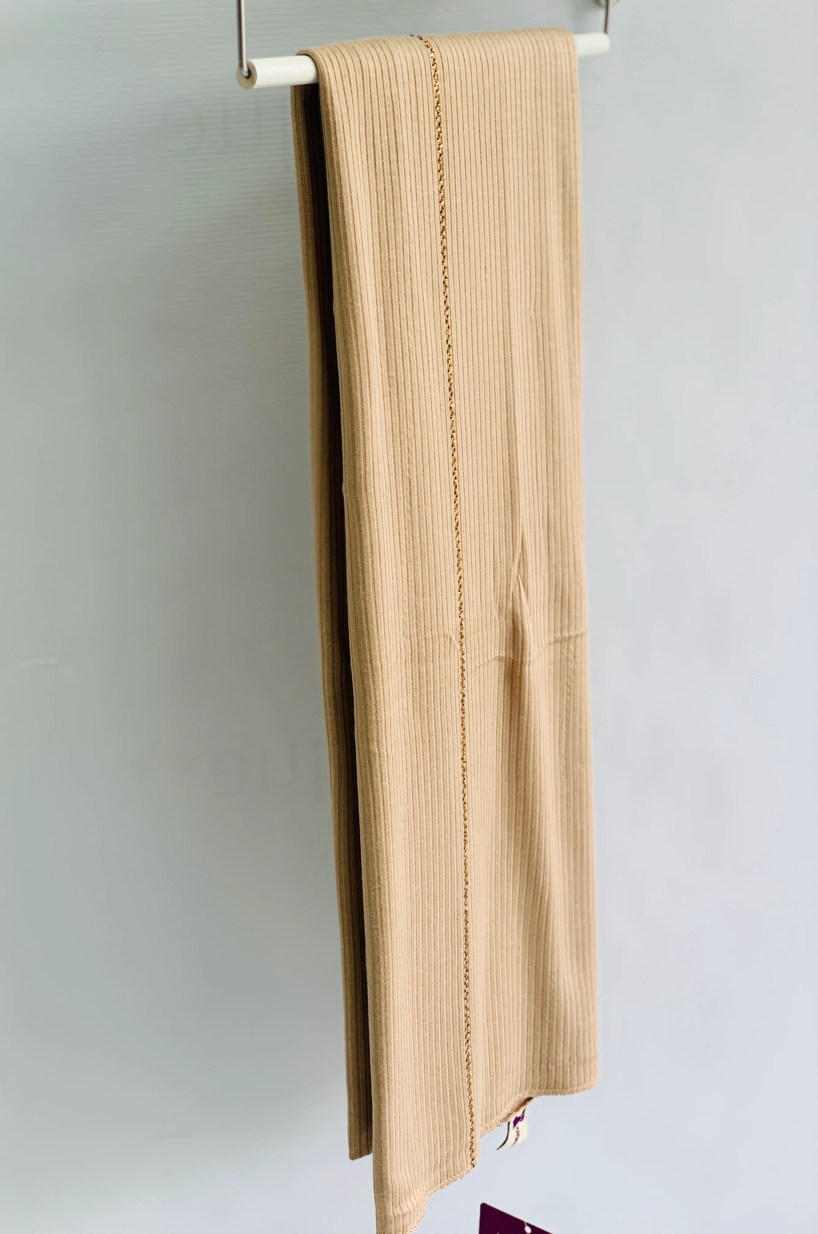 Kashkha Jersey Hijab - Ribbed Stripe Stone Work - Image 10