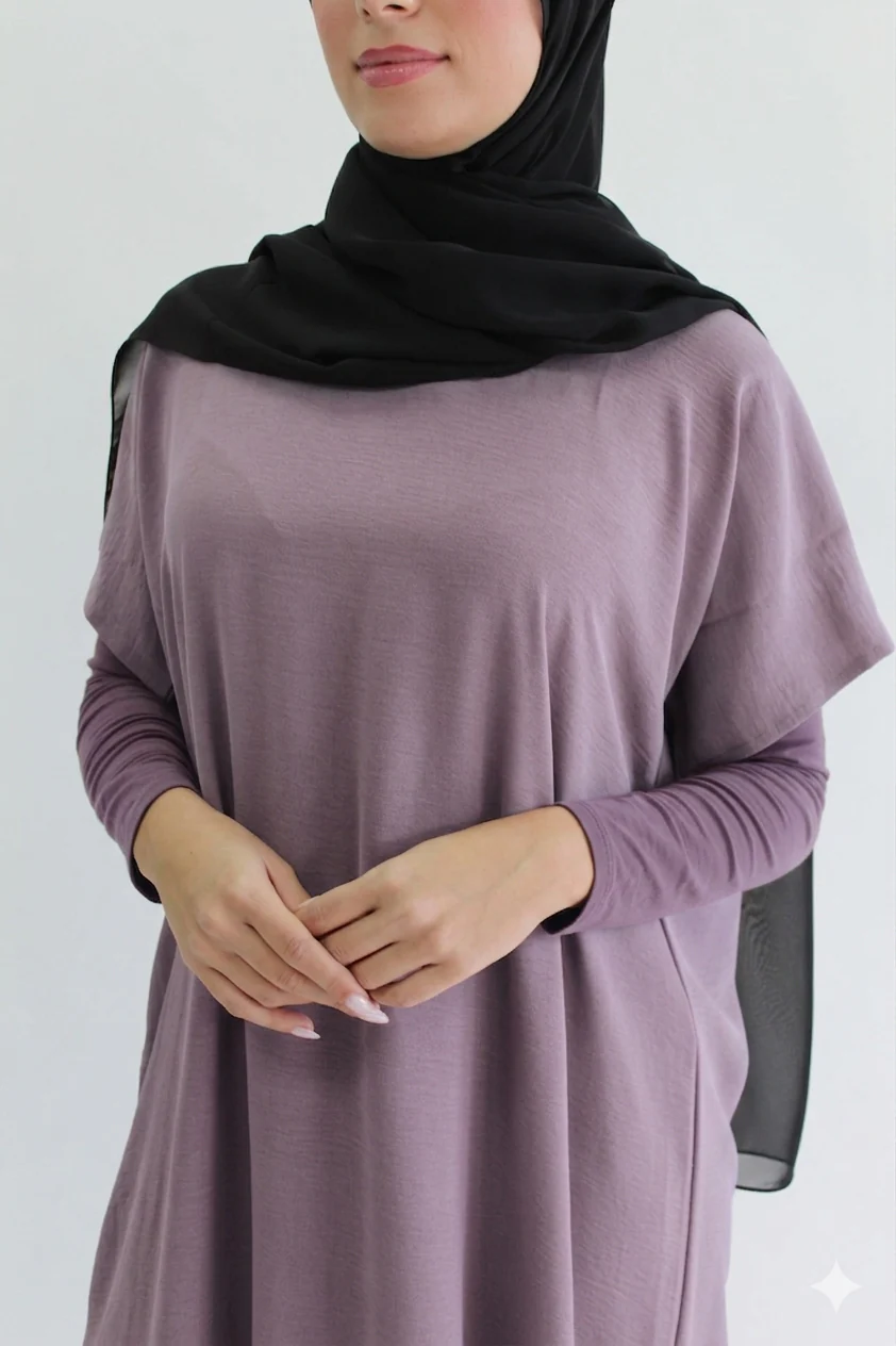 Lilac Crushed Polyester Short Sleeved Dress - Image 2