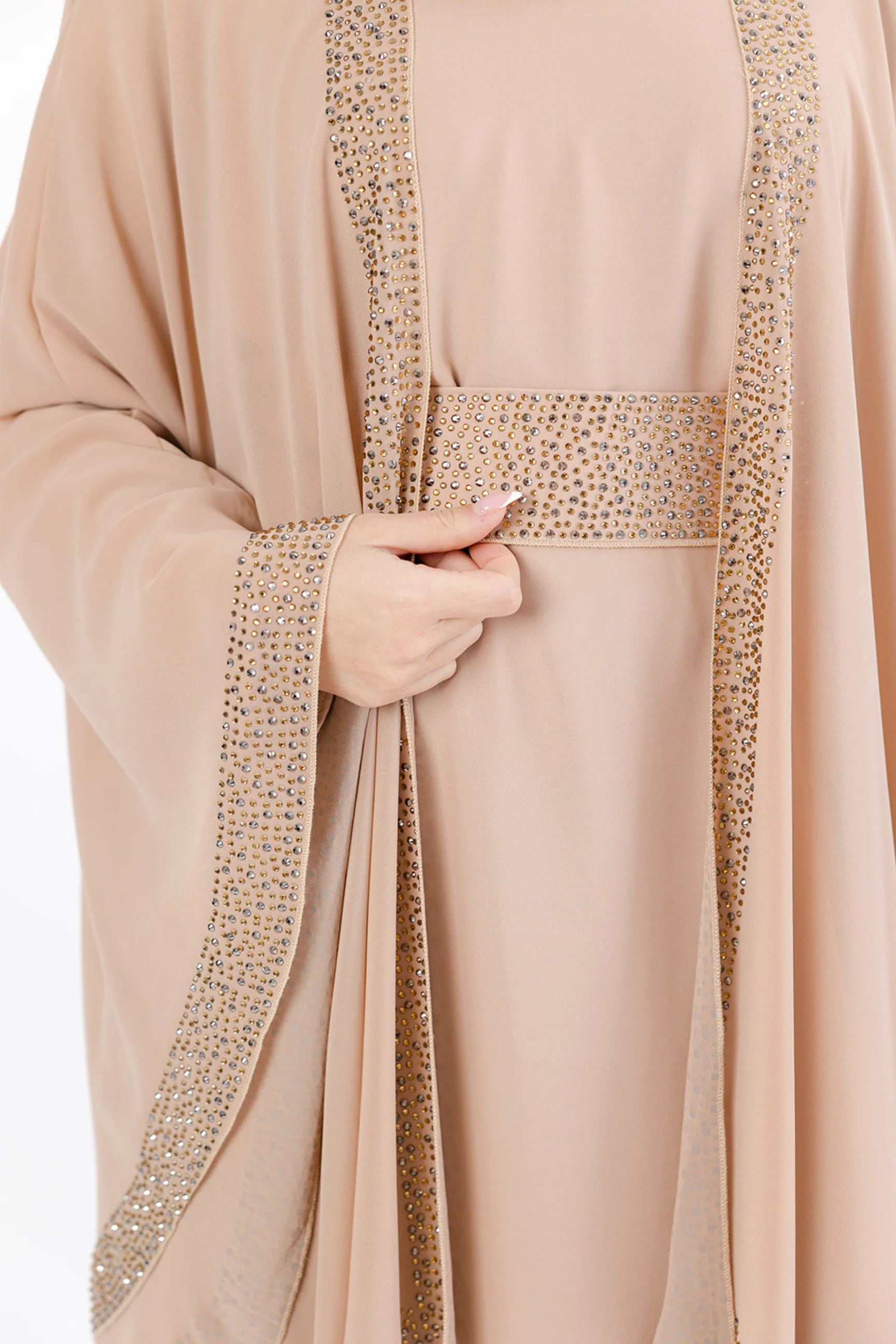 Luxury Farasha Abaya – Closed Style with Diamante Embellishment - Image 2