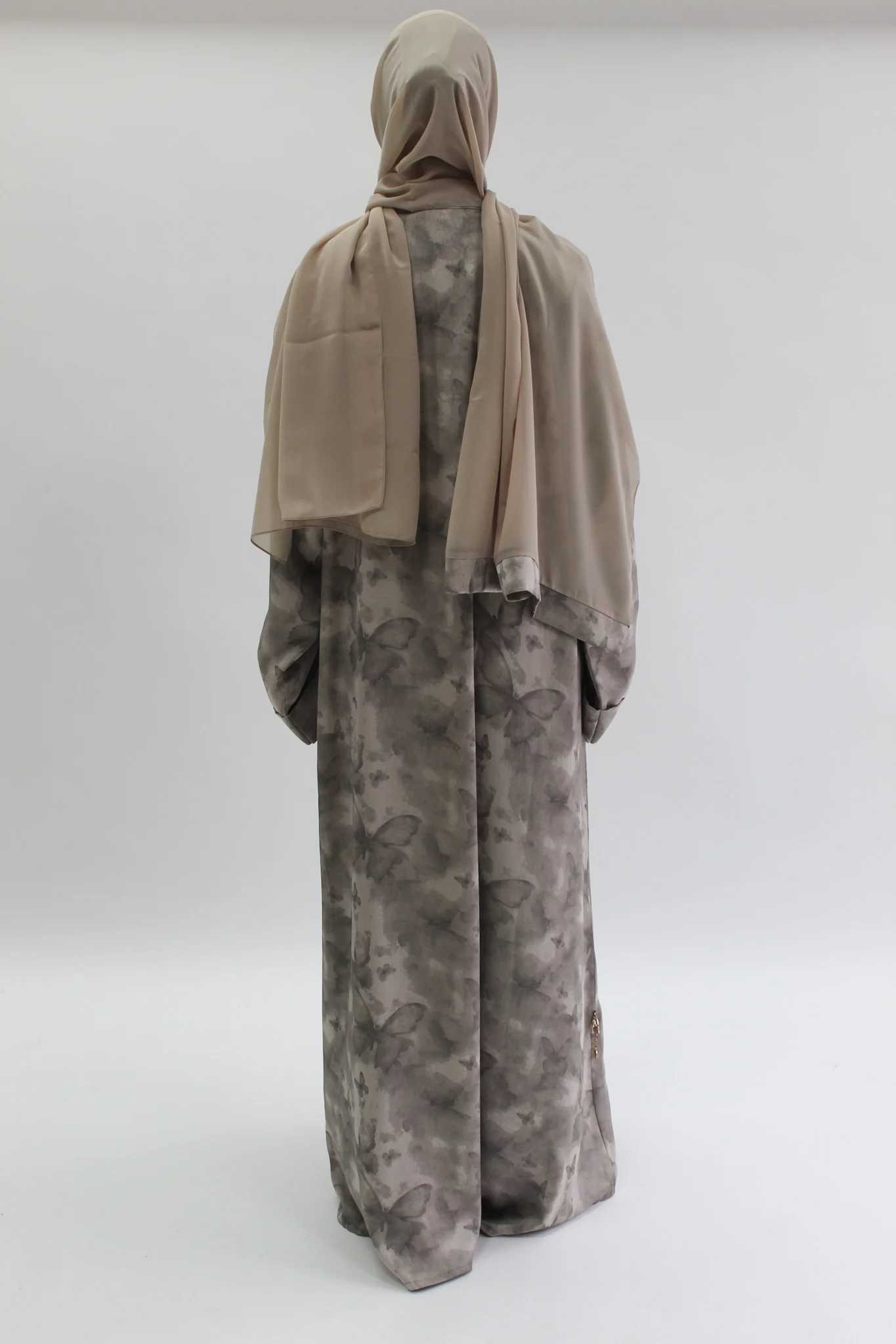 Luxury Stone Butterfly Print Satin Abaya - Image 5