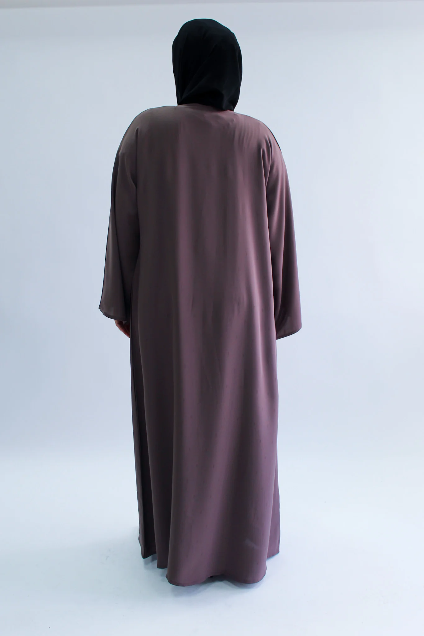 Mauve Open Abaya - Premier Plain Design with Linear Texture and Pocket - Image 5