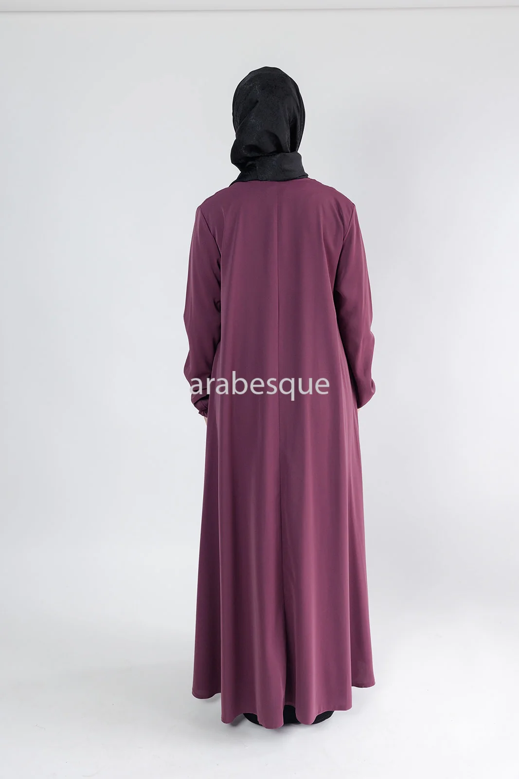 Mauve Umbrella Abaya – Zip Front with Pockets & Elastic Sleeves - Image 6