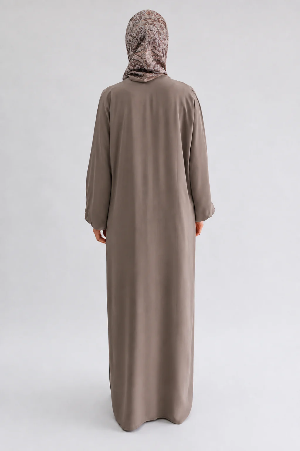 Mink Open Abaya - Premium Plain Nidha With Pocket & (Elastic Sleeves) - Image 3