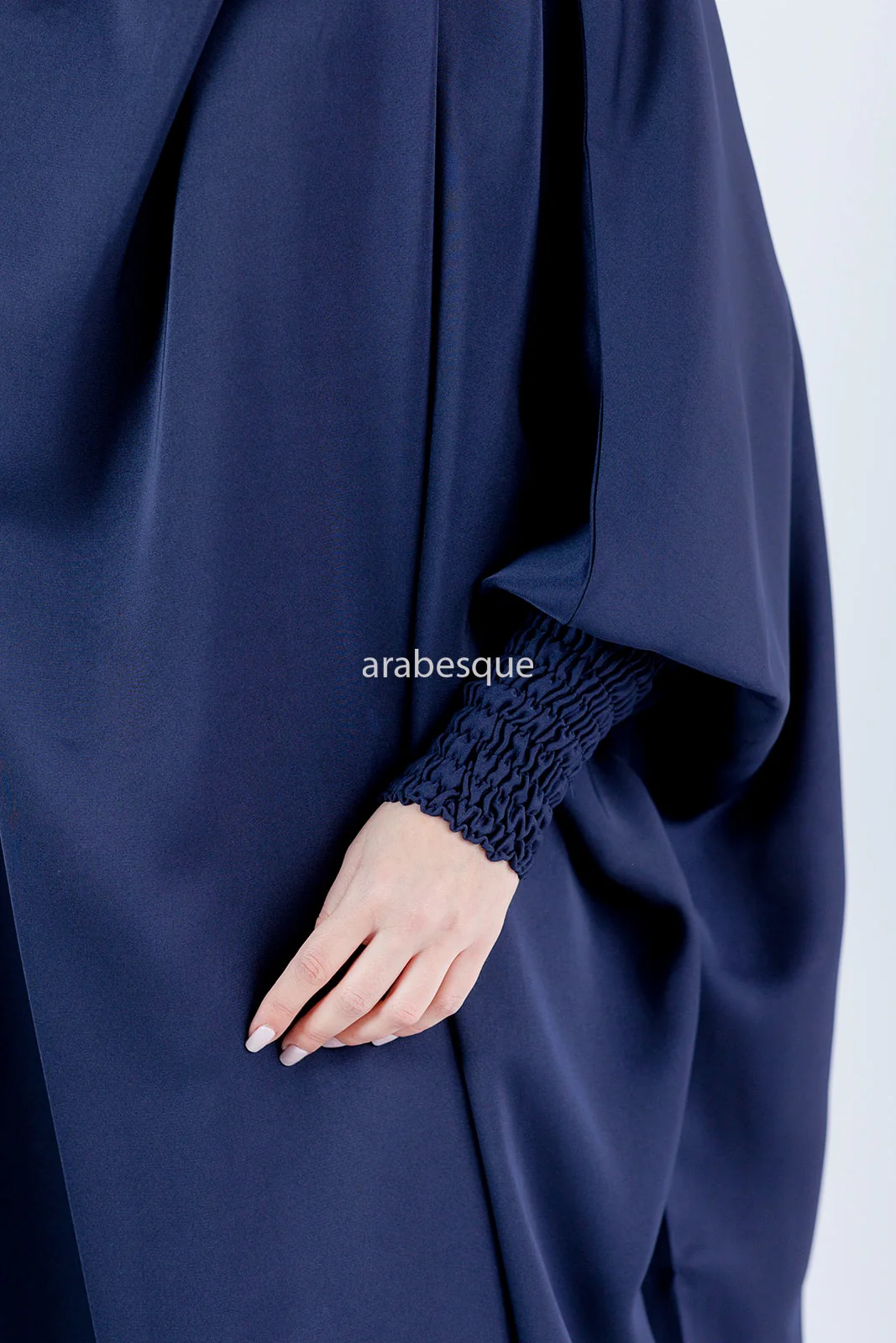 Navy Jilbab Abaya – One-Piece Design with Elastic Sleeves - Image 6