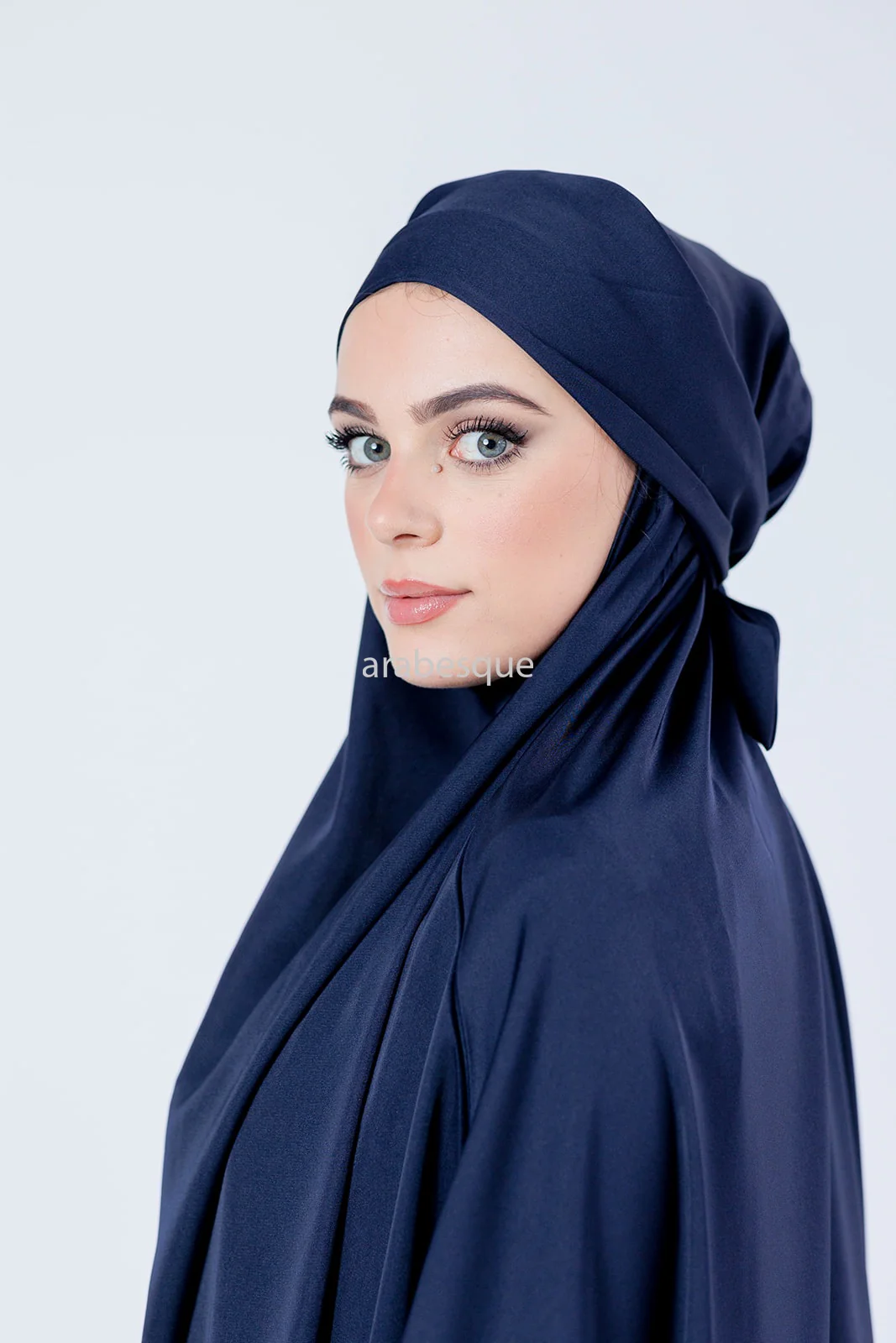 Navy Jilbab Abaya – One-Piece Design with Elastic Sleeves - Image 7