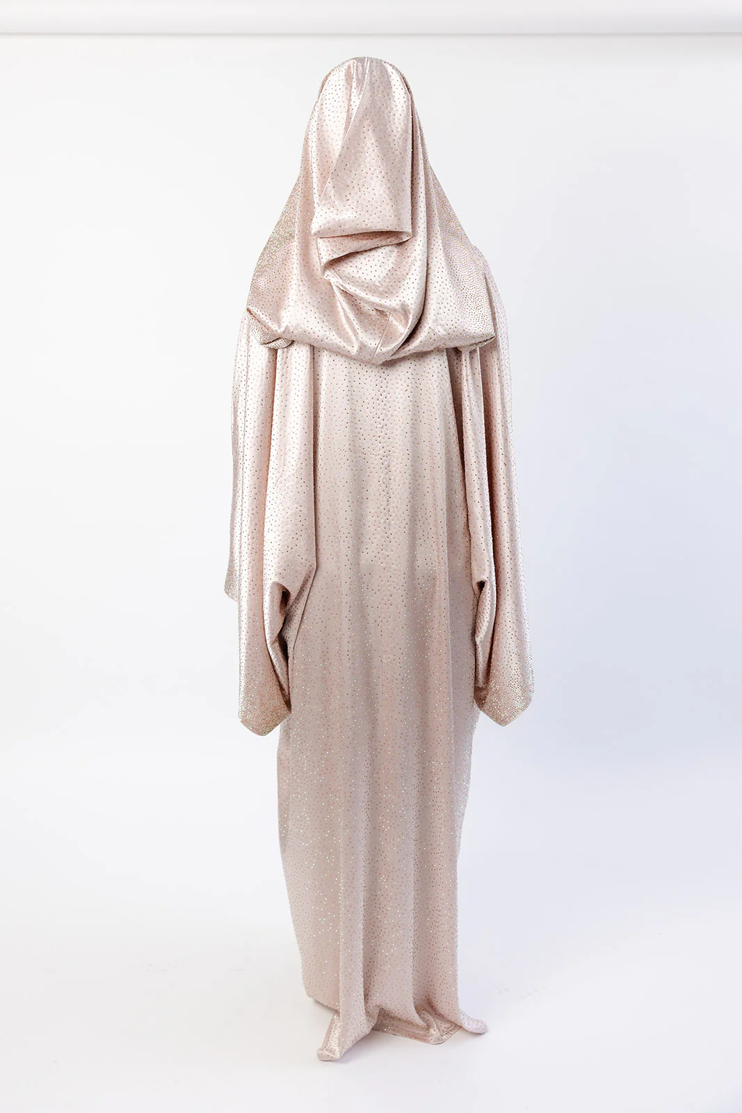 Nude Blush Farasha Cape – Luxury Embellished Design with Hood - Image 6