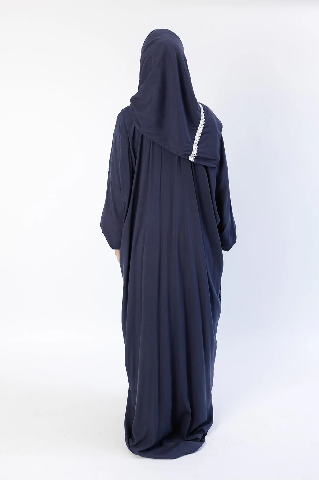 One Piece Soft Cotton Blend Lace Prayer Dress with Attached Hijab - Image 5