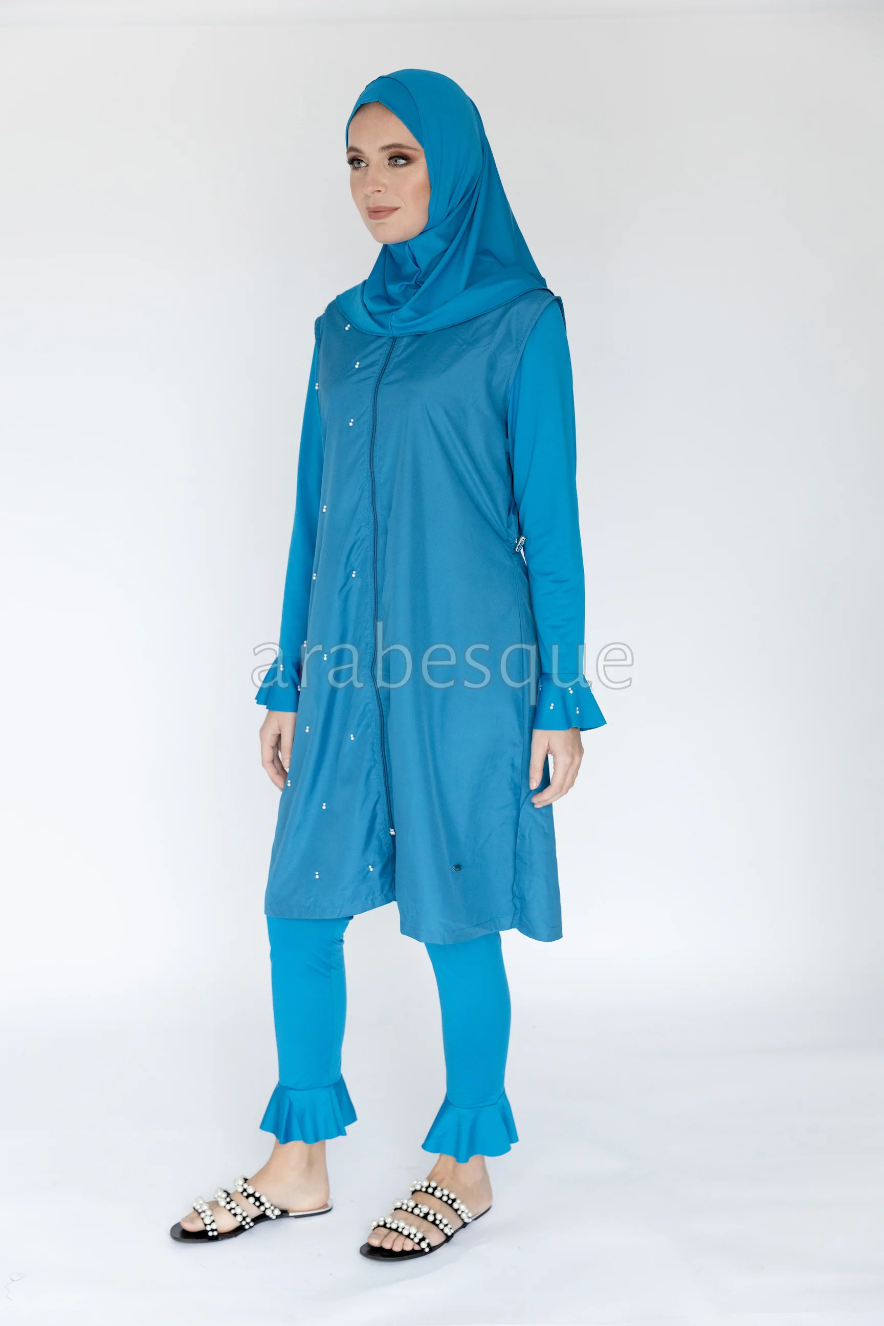 Pearl Detail Swim Wear Burkini - Image 3