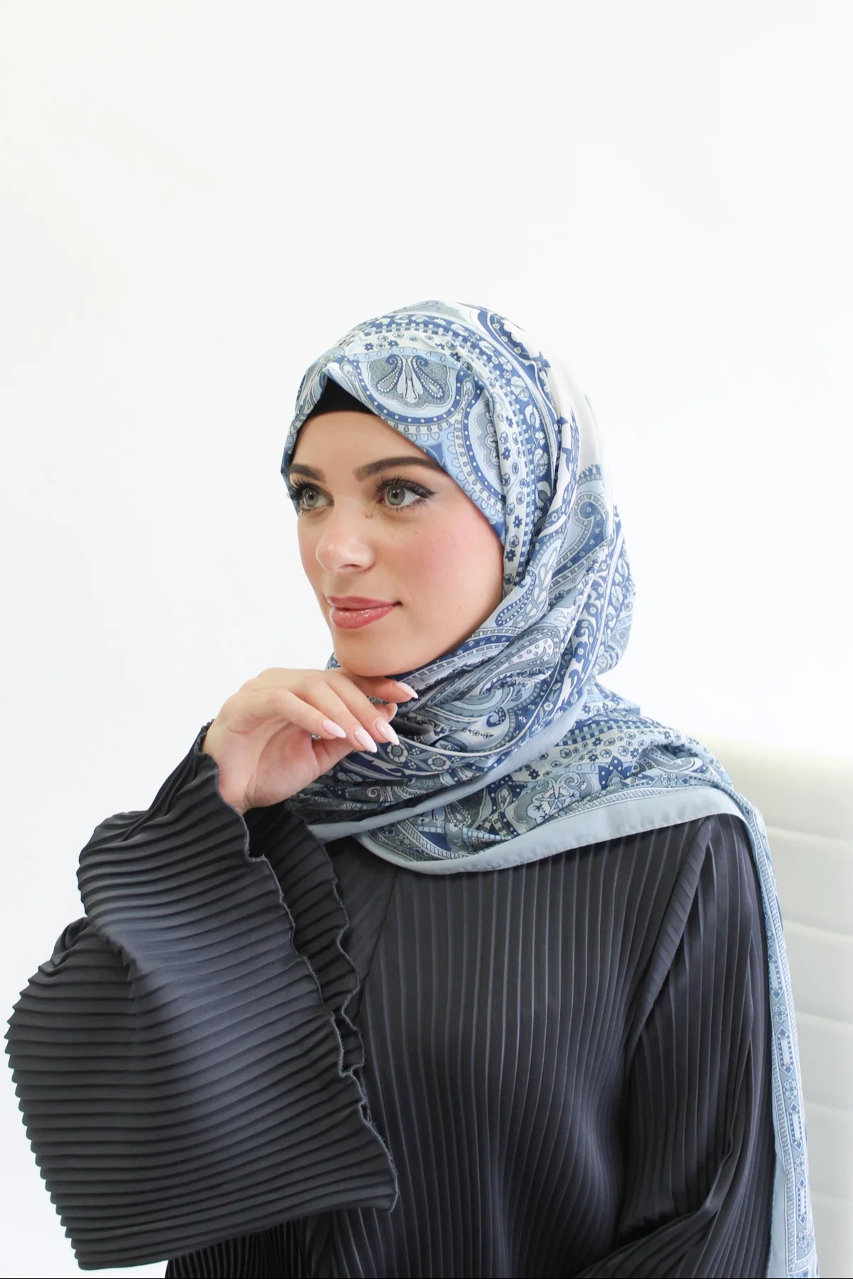 Premium Karaca Floral Tile work Print Long Hijab