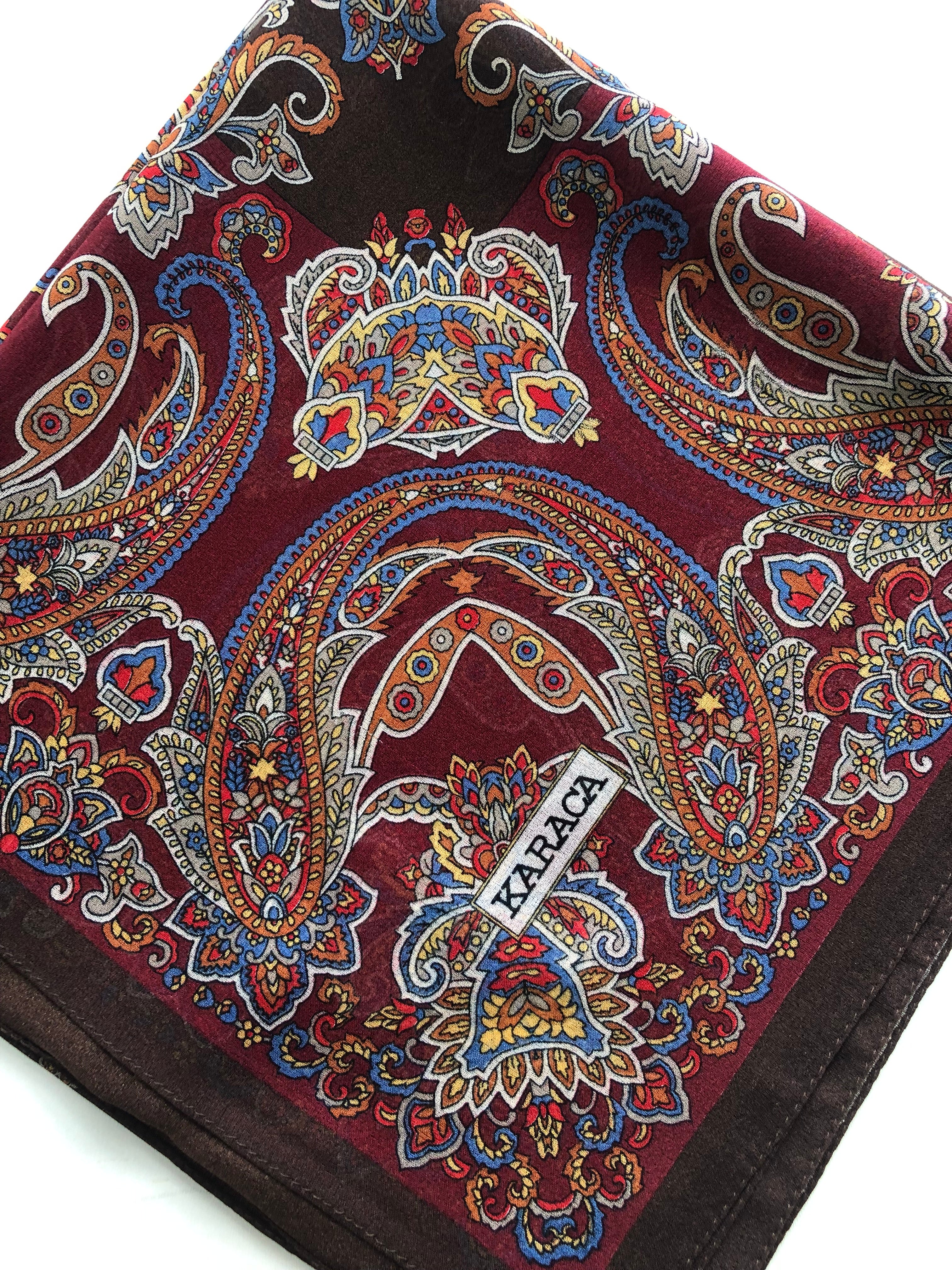 Premium Karaca Paisley Leaf 110cm Crepe Square Hijab - Image 3