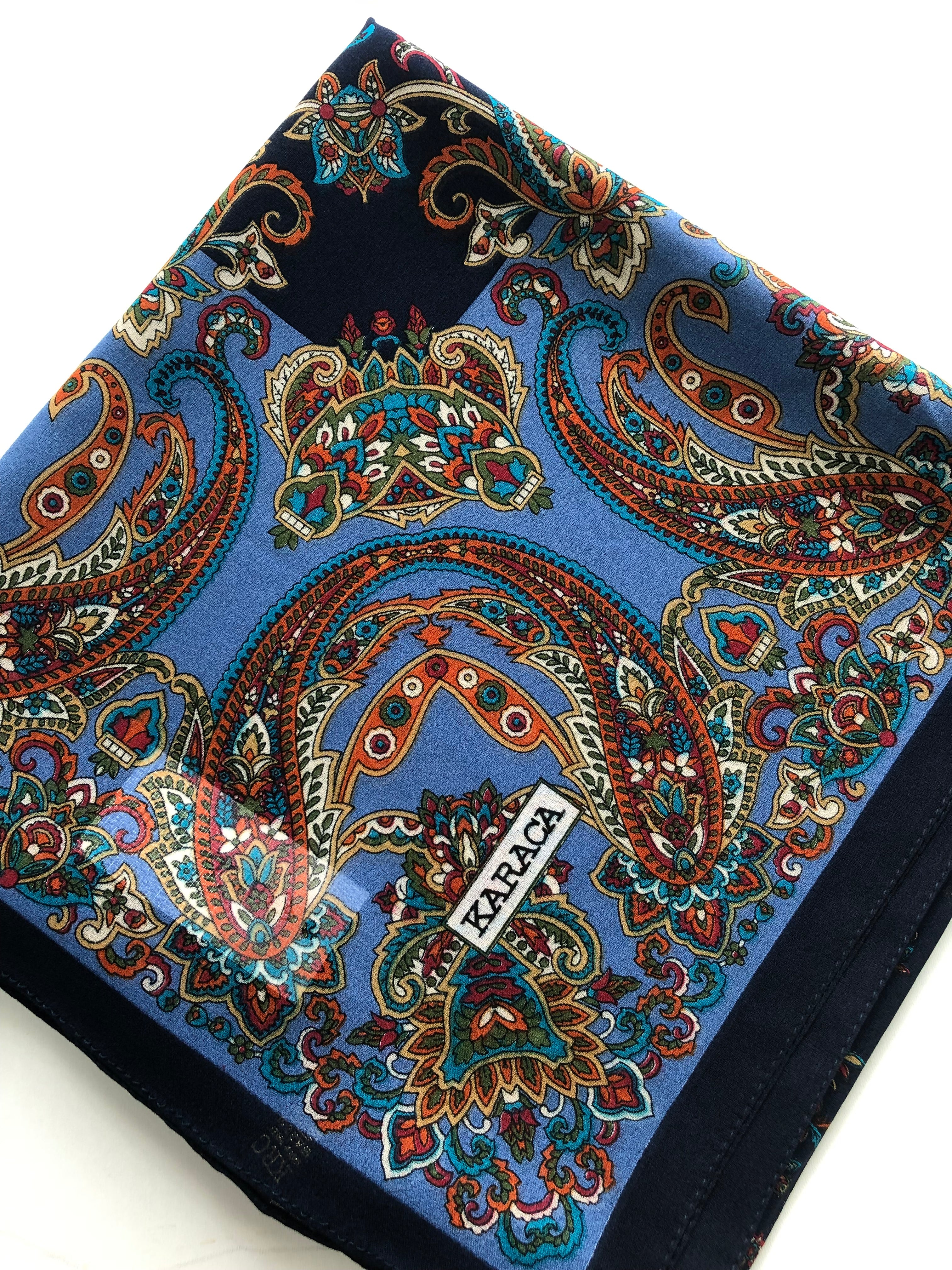 Premium Karaca Paisley Leaf 110cm Crepe Square Hijab - Image 4