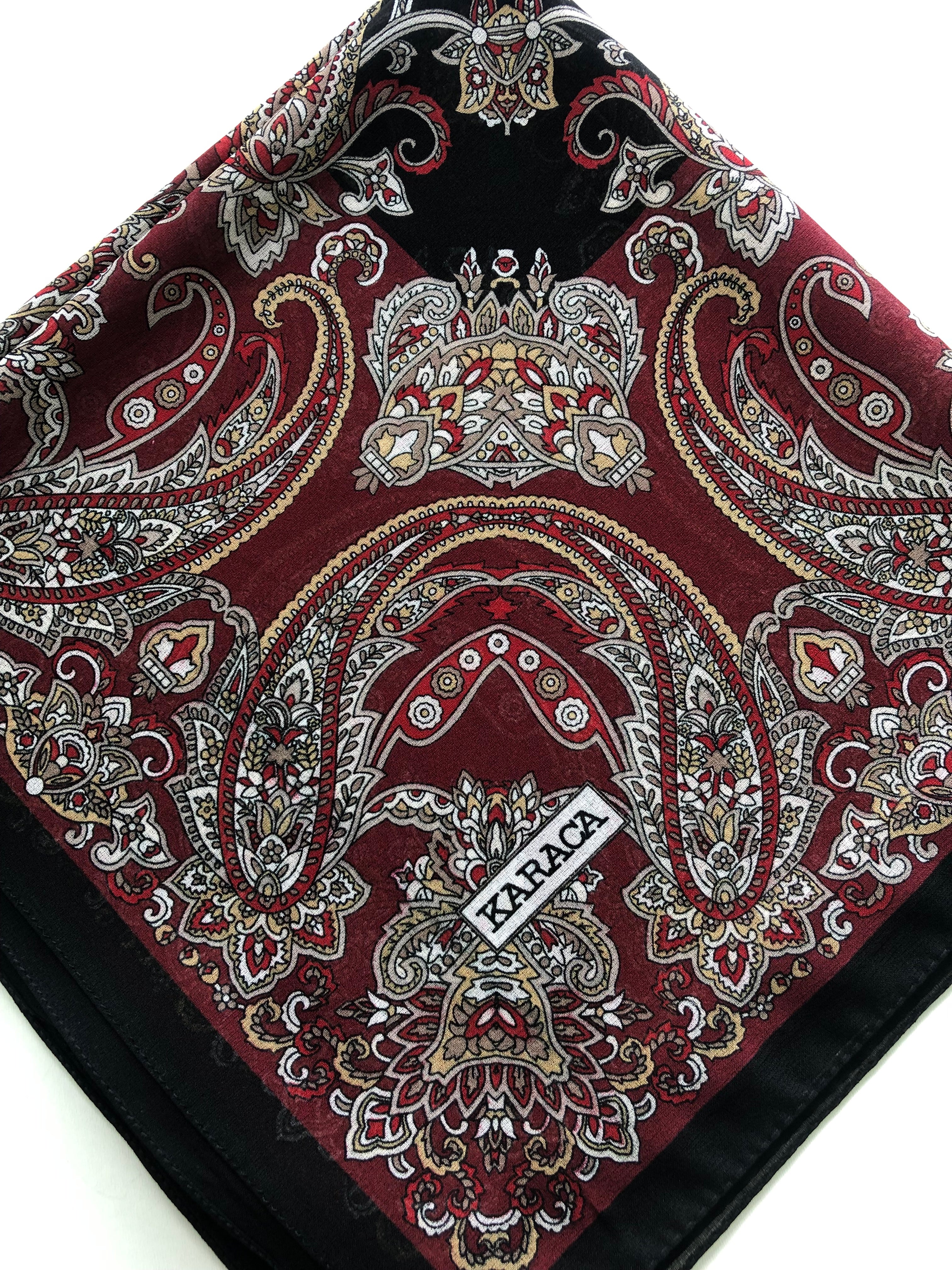 Premium Karaca Paisley Leaf 110cm Crepe Square Hijab - Image 6