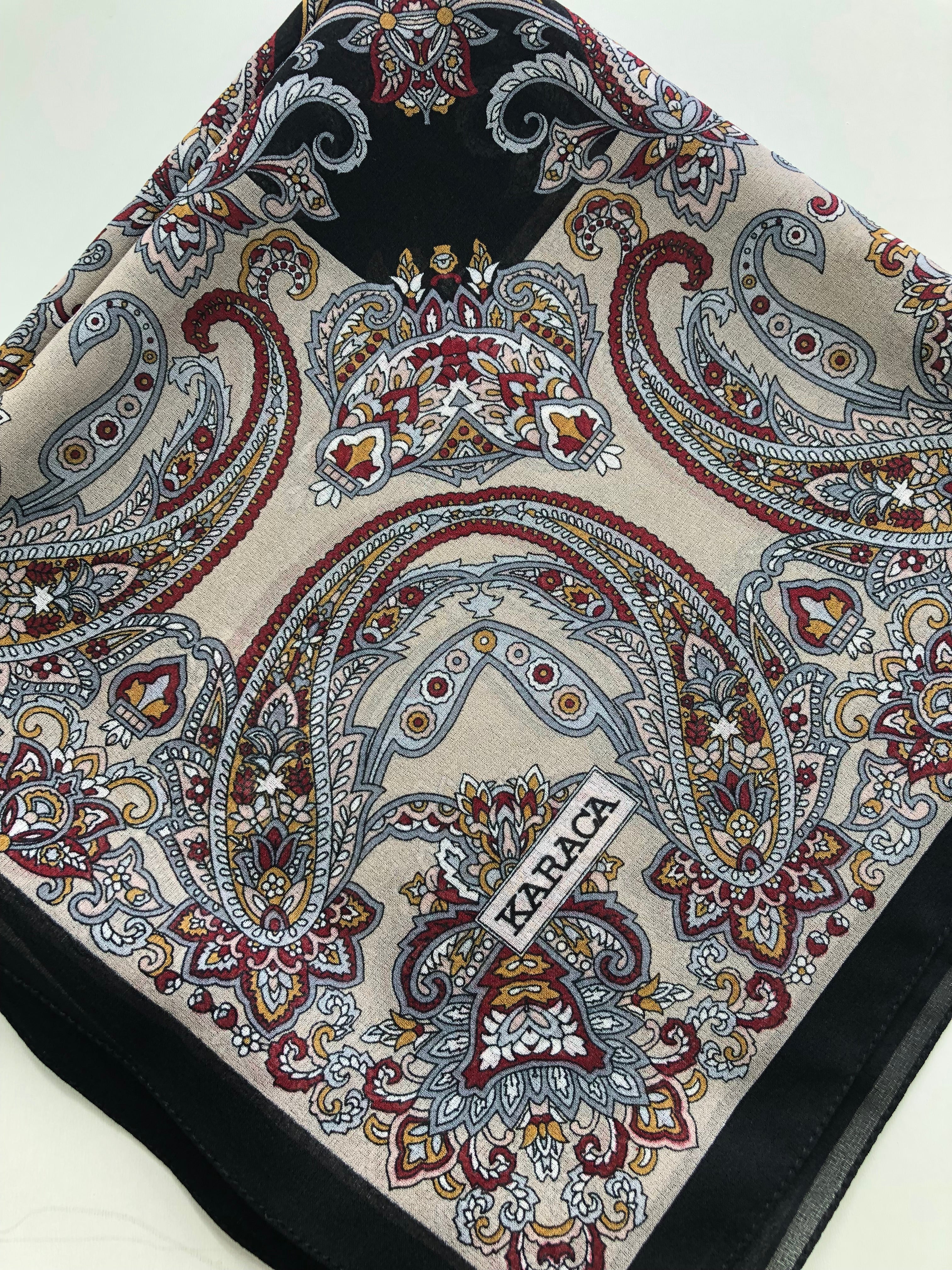 Premium Karaca Paisley Leaf 110cm Crepe Square Hijab - Image 7