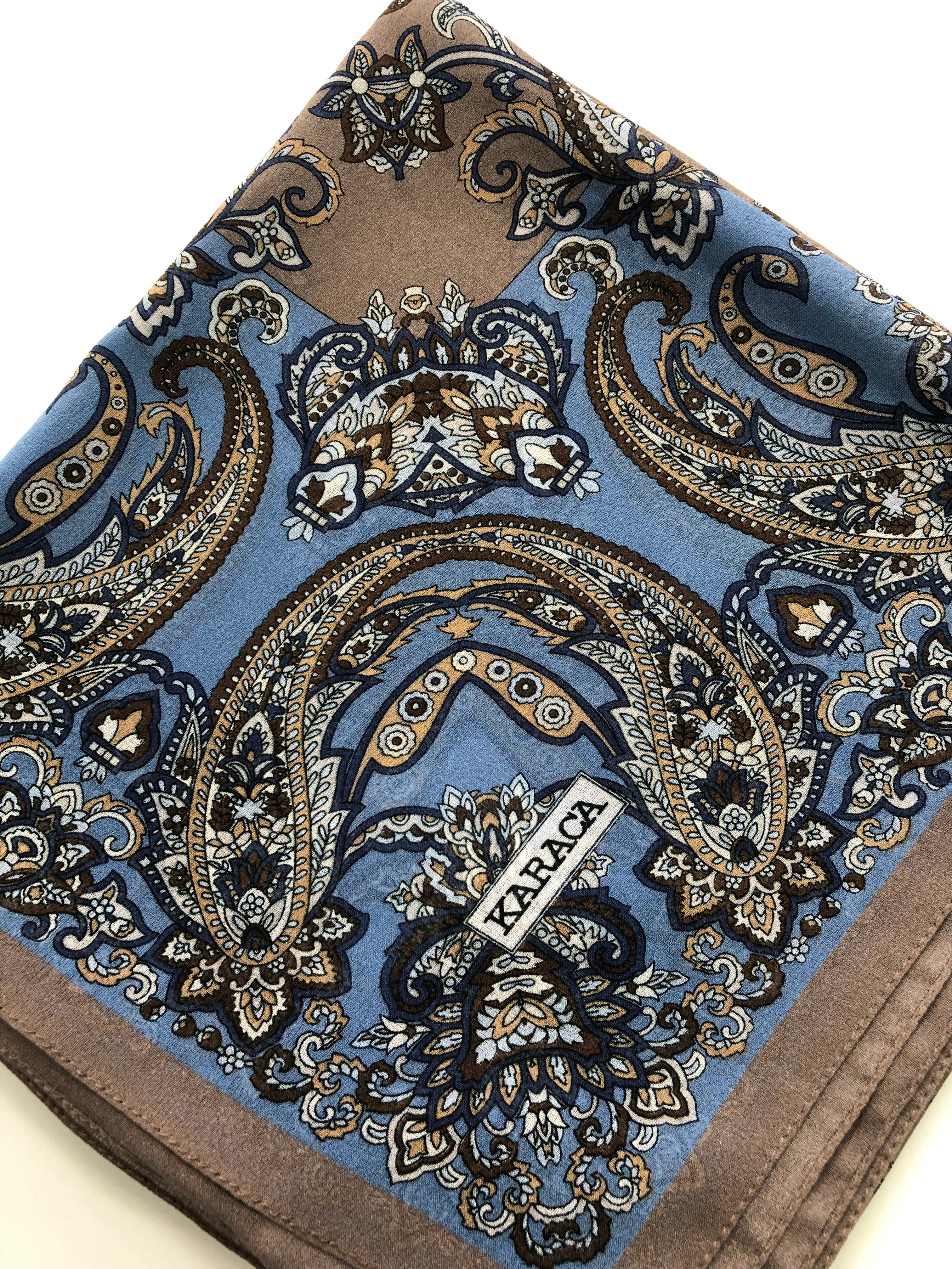 Premium Karaca Paisley Leaf 110cm Crepe Square Hijab - Image 8