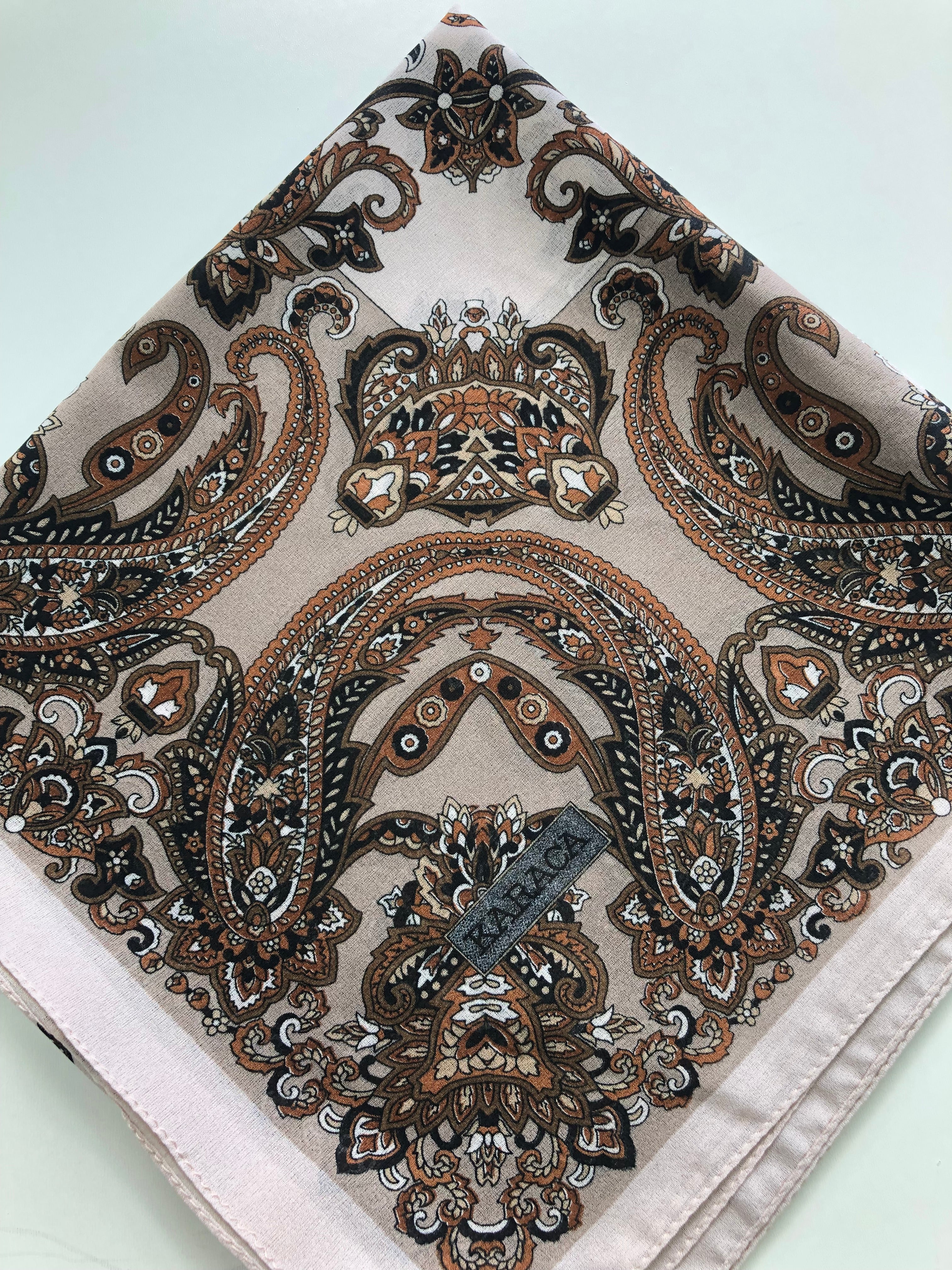 Premium Karaca Paisley Leaf 110cm Crepe Square Hijab - Image 9