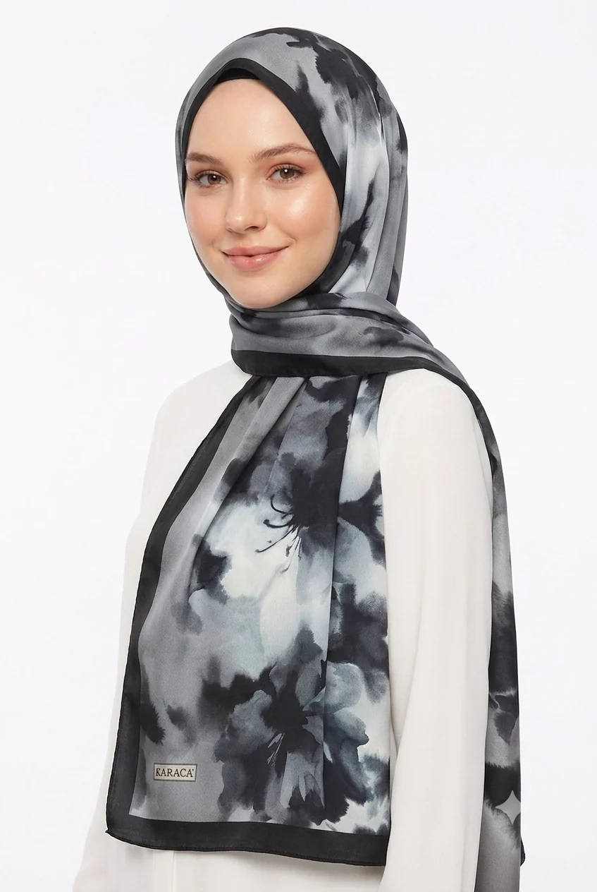 Premium Karaca Wild Orchid Satin Long Hijab - Image 10