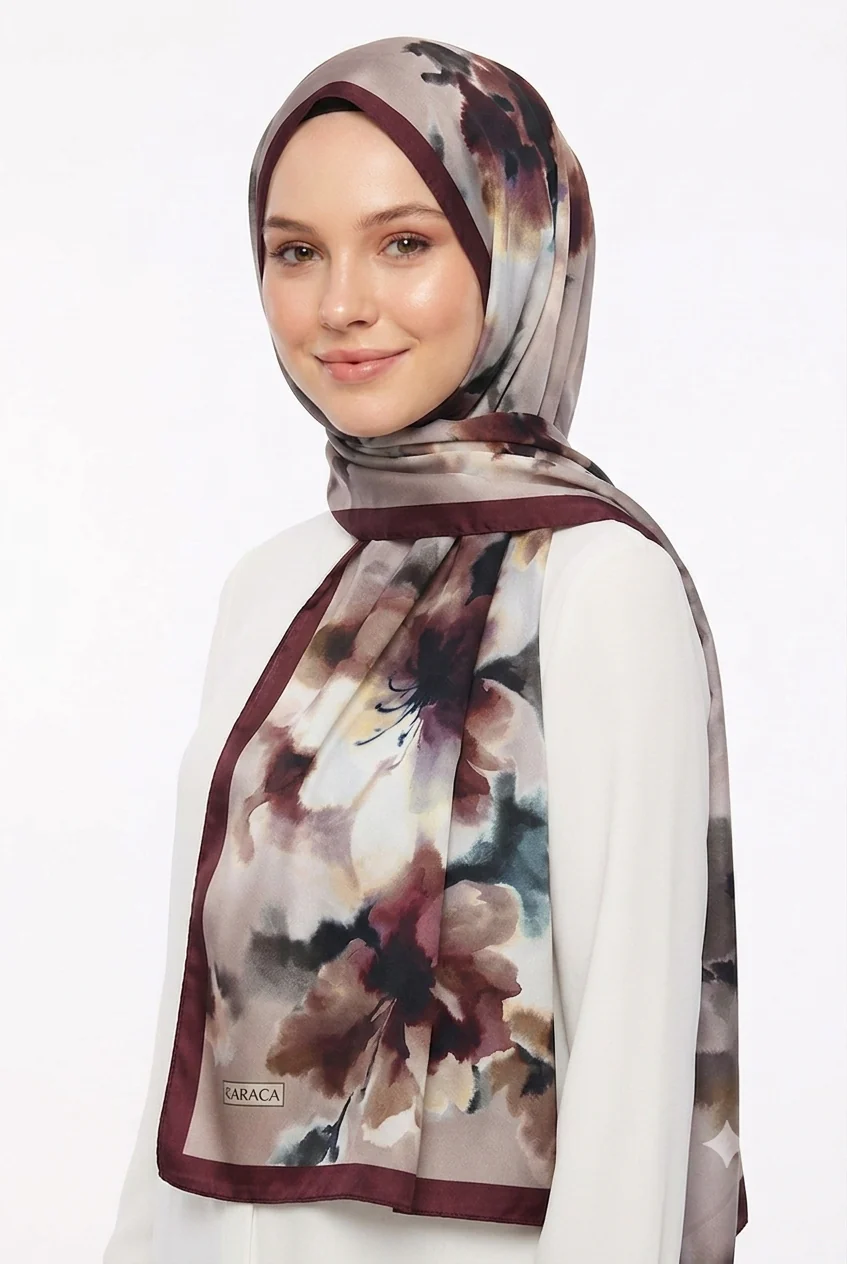 Premium Karaca Wild Orchid Satin Long Hijab - Image 11