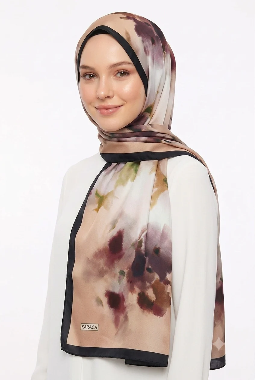 Premium Karaca Wild Orchid Satin Long Hijab - Image 12