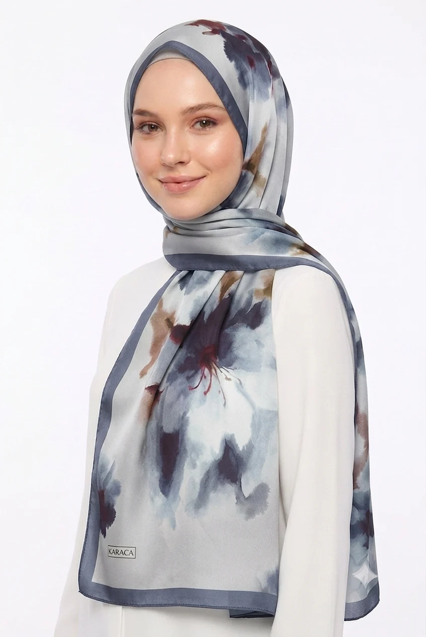 Premium Karaca Wild Orchid Satin Long Hijab - Image 14