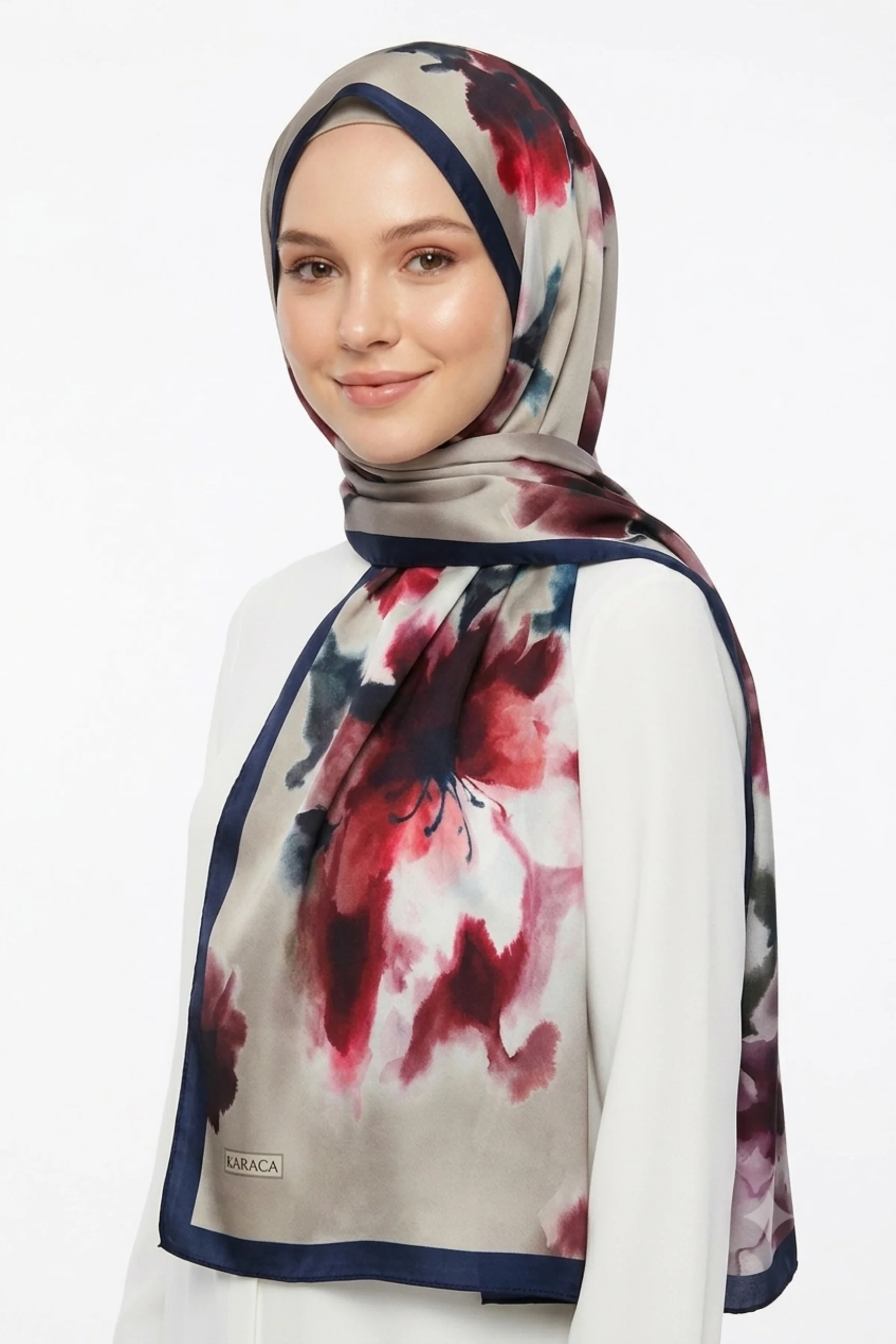 Premium Karaca Wild Orchid Satin Long Hijab - Image 2