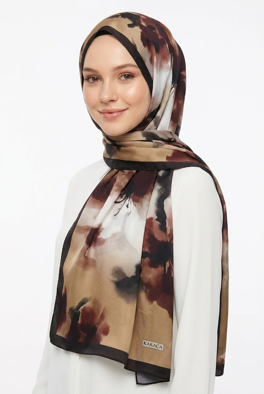 Premium Karaca Wild Orchid Satin Long Hijab - Image 4