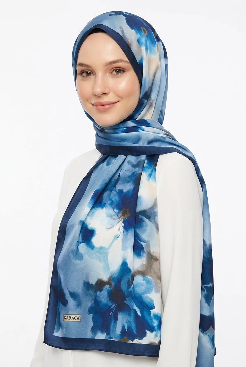 Premium Karaca Wild Orchid Satin Long Hijab - Image 5
