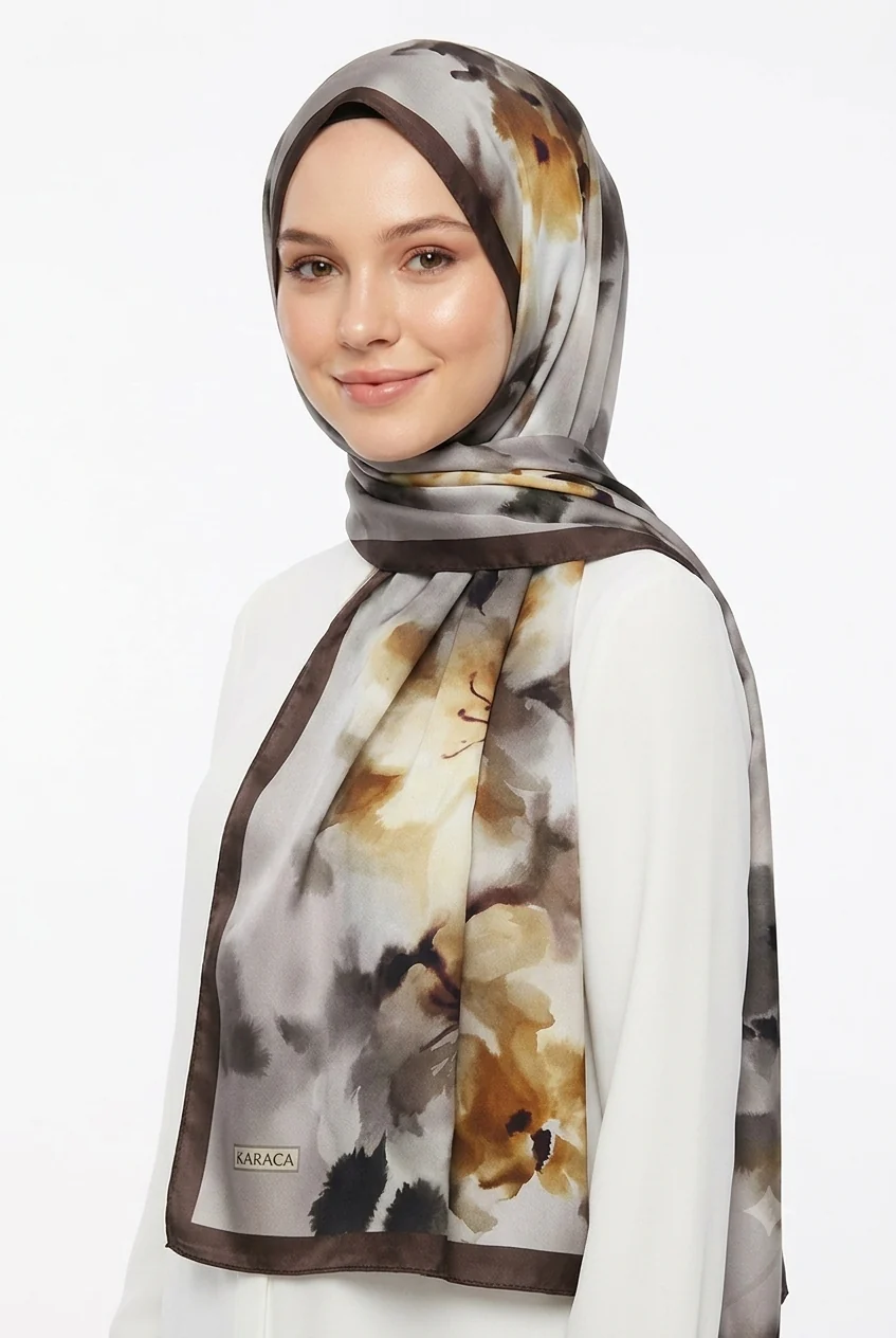 Premium Karaca Wild Orchid Satin Long Hijab - Image 7