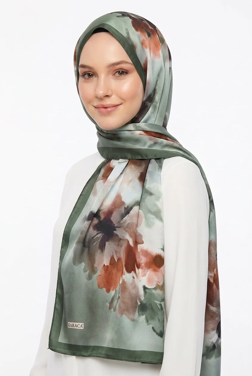 Premium Karaca Wild Orchid Satin Long Hijab - Image 8