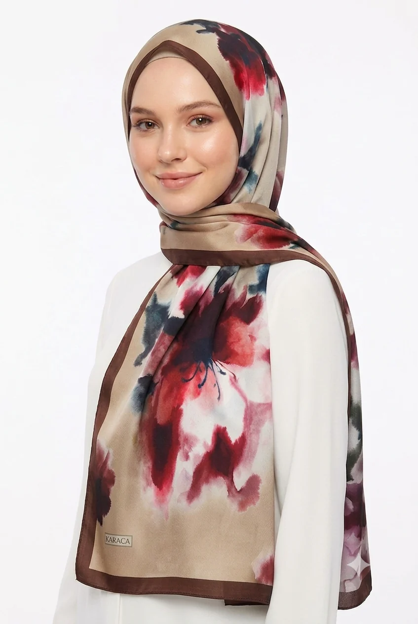 Premium Karaca Wild Orchid Satin Long Hijab - Image 9