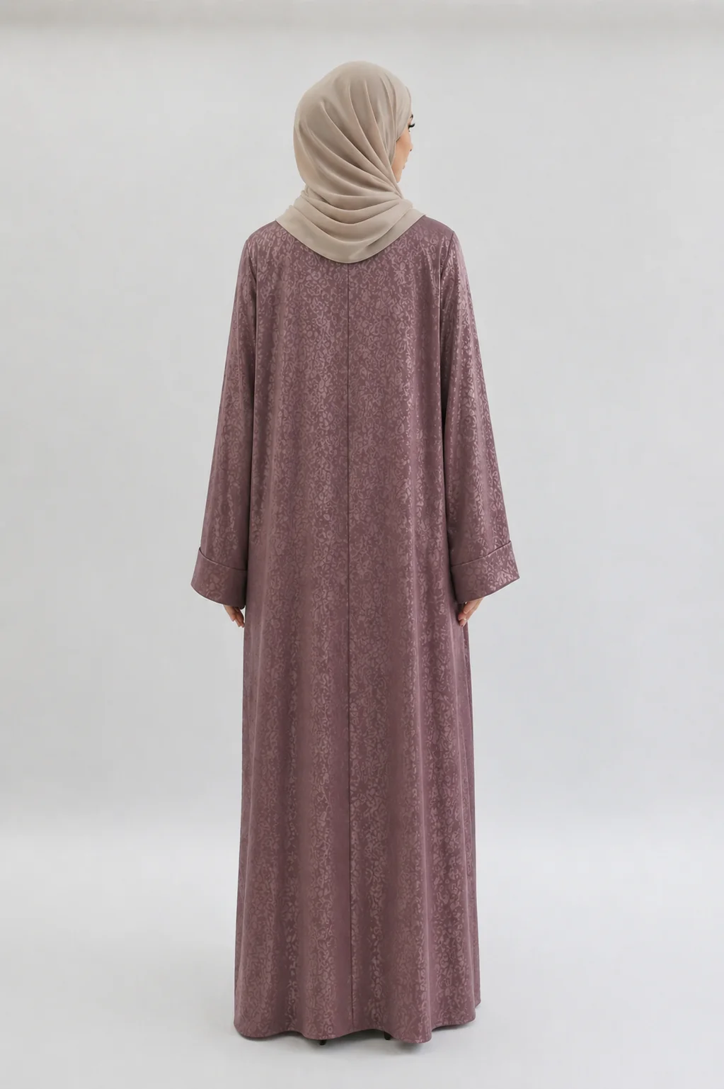 Purple Open Silky Abaya – Leopard Print - Image 2