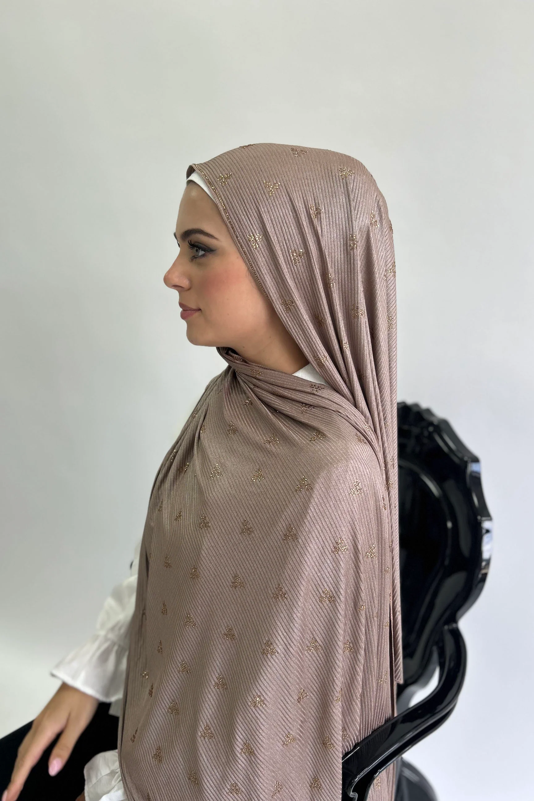 Ribbed Jersey Stone Work Hijab - Image 3