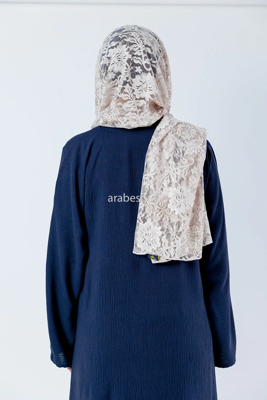 Sharif Lace Rose Pattern Diamante Hijab - Image 3