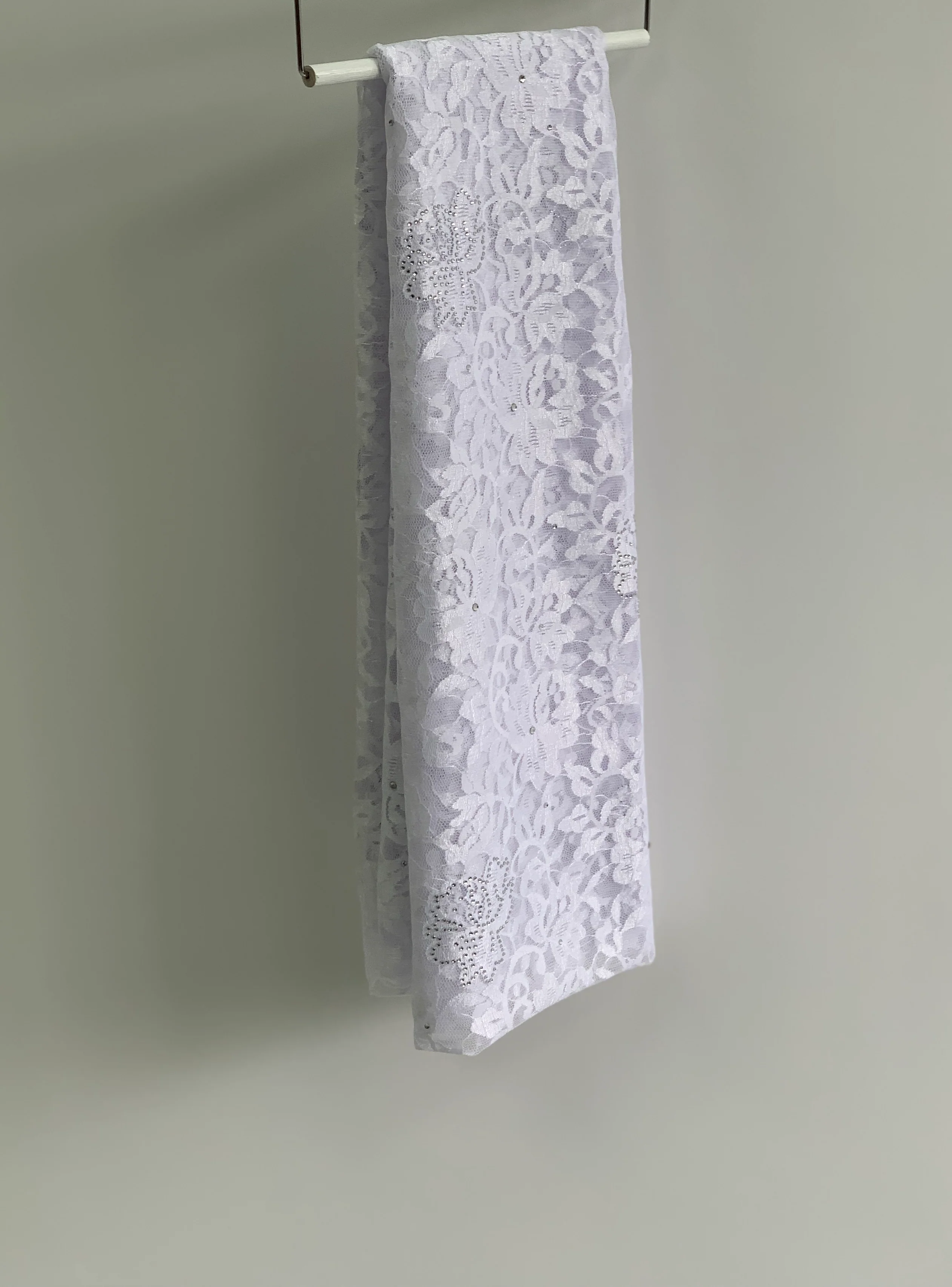 Sharif Lace Rose Pattern Diamante Hijab - Image 8