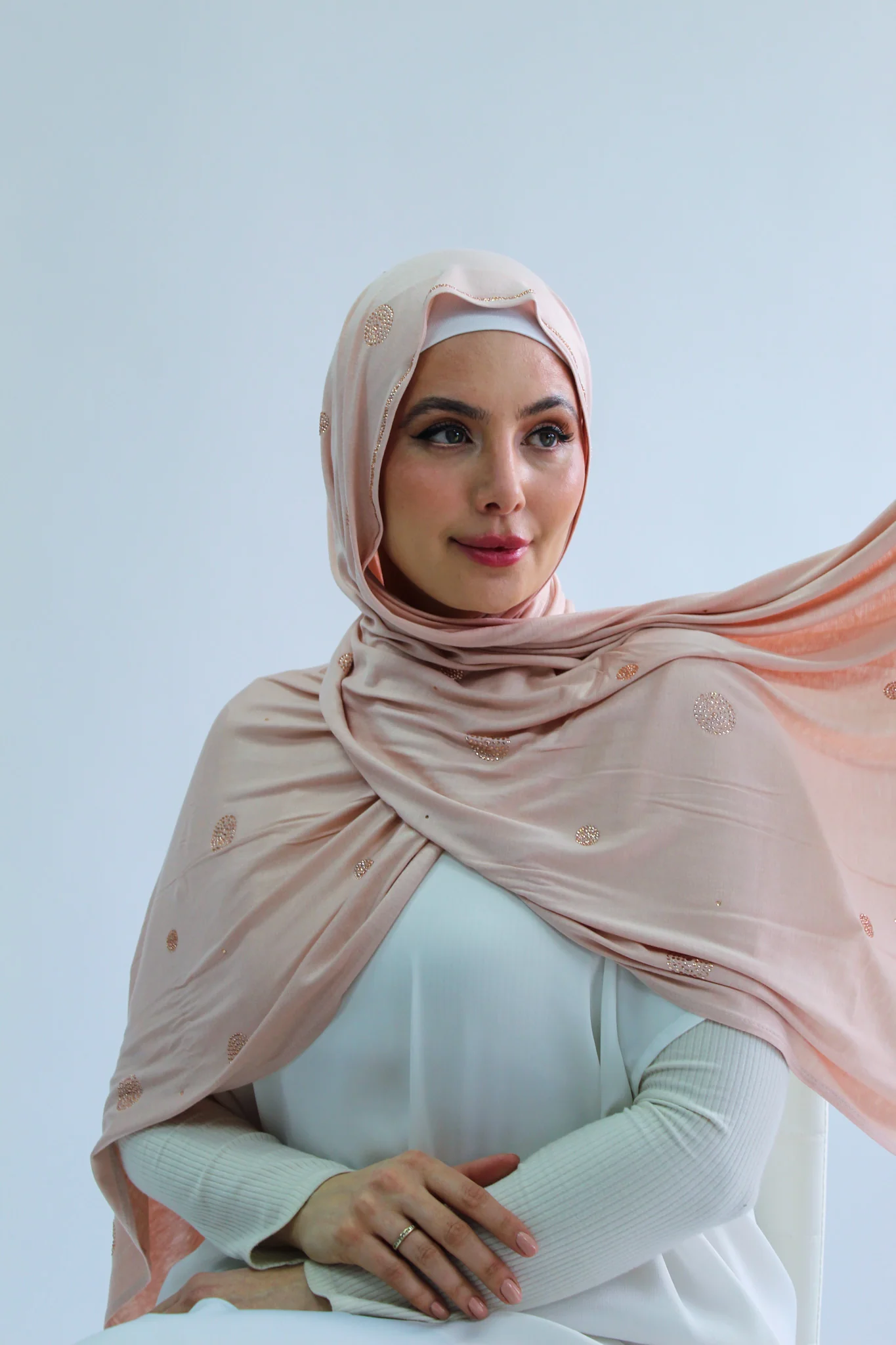 Sharif Circle Accent Diamante Jersey Long Hijab